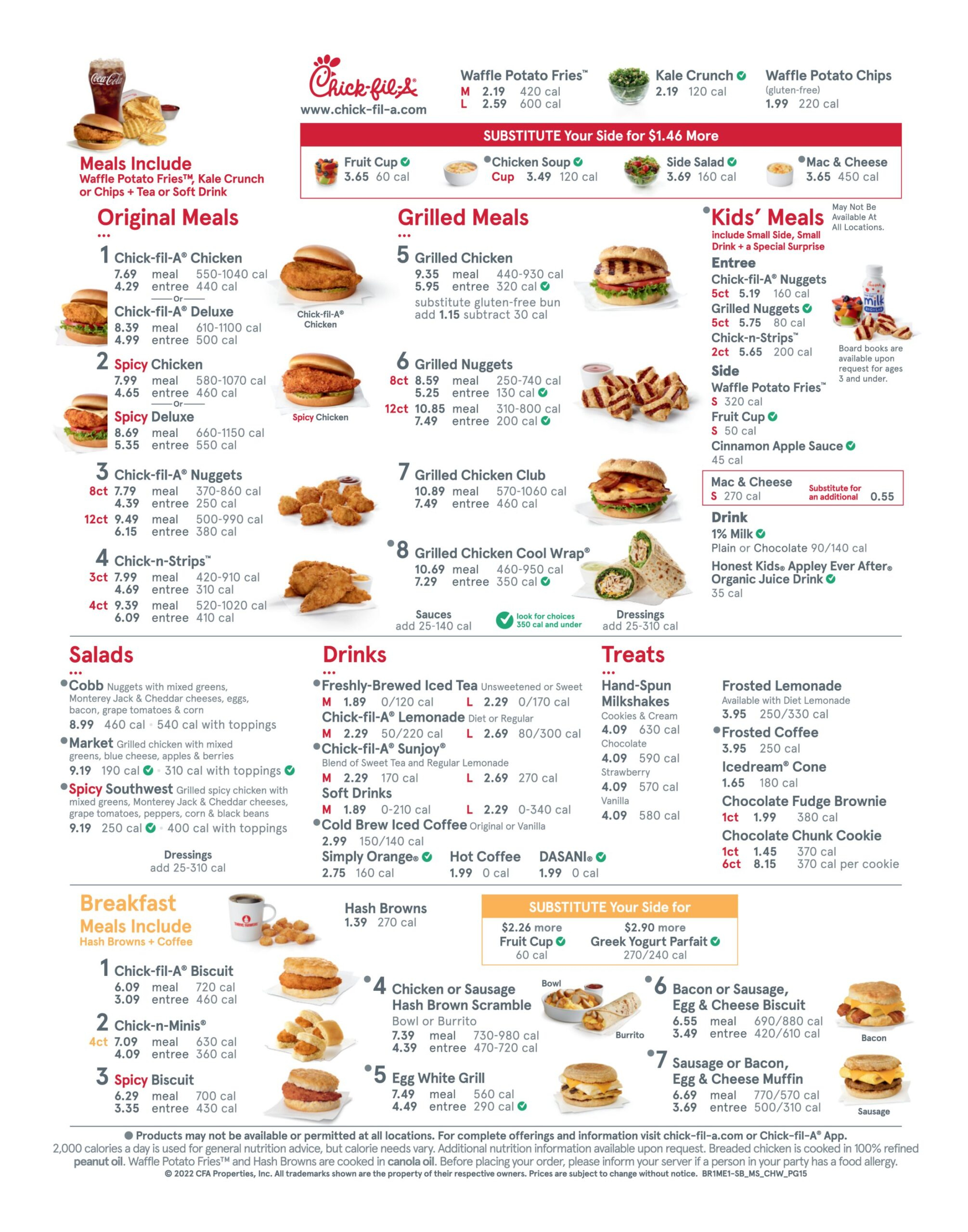 Chick-Fil-A Menu inside Chick Fil A Printable Menu
