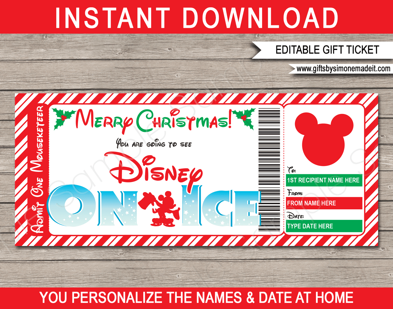 Christmas Disney On Ice Gift Ticket Template | Gift Voucher in Disney On Ice Printable Ticket Free