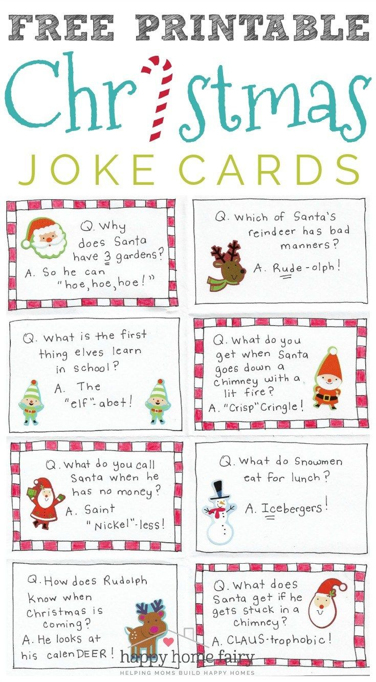 Christmas Joke Cards - Free Printable! - Happy Home Fairy throughout Christmas Jokes For Kids Printable