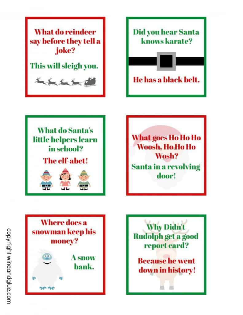 Christmas Lunch Box Jokes (Free Printable) - Wine &amp;amp; Glue throughout Christmas Jokes For Kids Printable