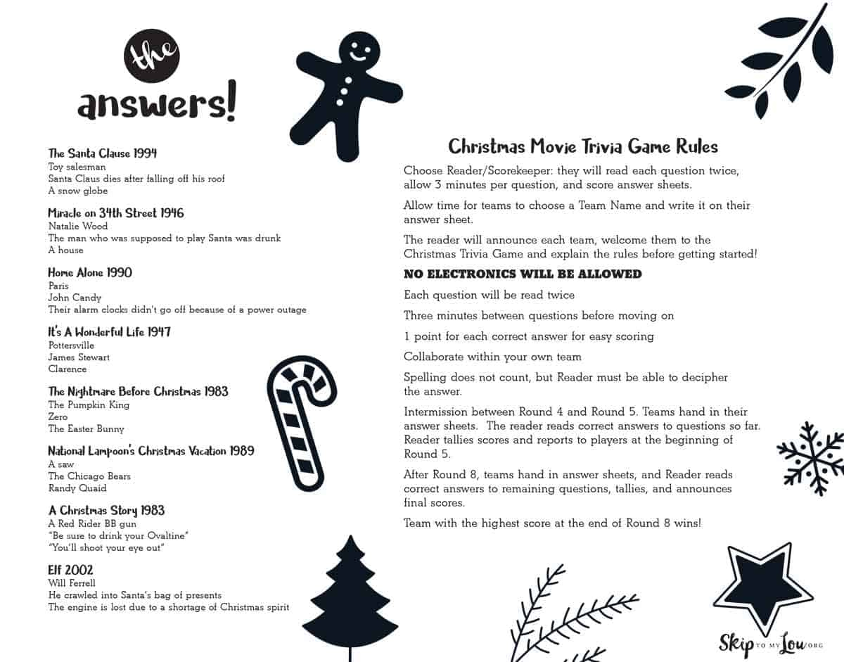 Christmas Movie Trivia Game | Skip To My Lou with regard to Christmas Movie Trivia Questions Answers Printable