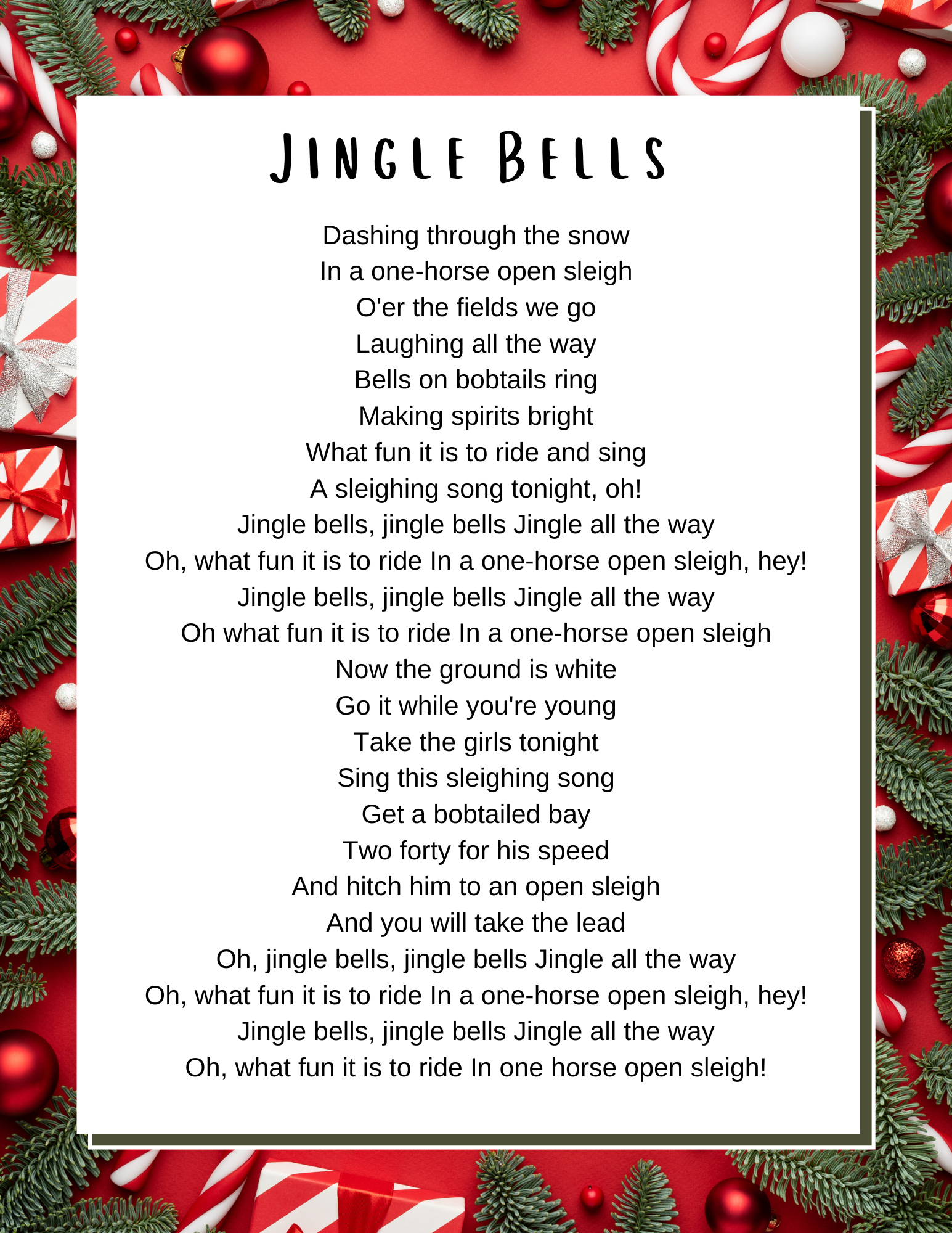 Christmas Songs Lyrics - Lyrics To Popular Christmas Carols pertaining to Free Printable Lyrics For Christmas Songs