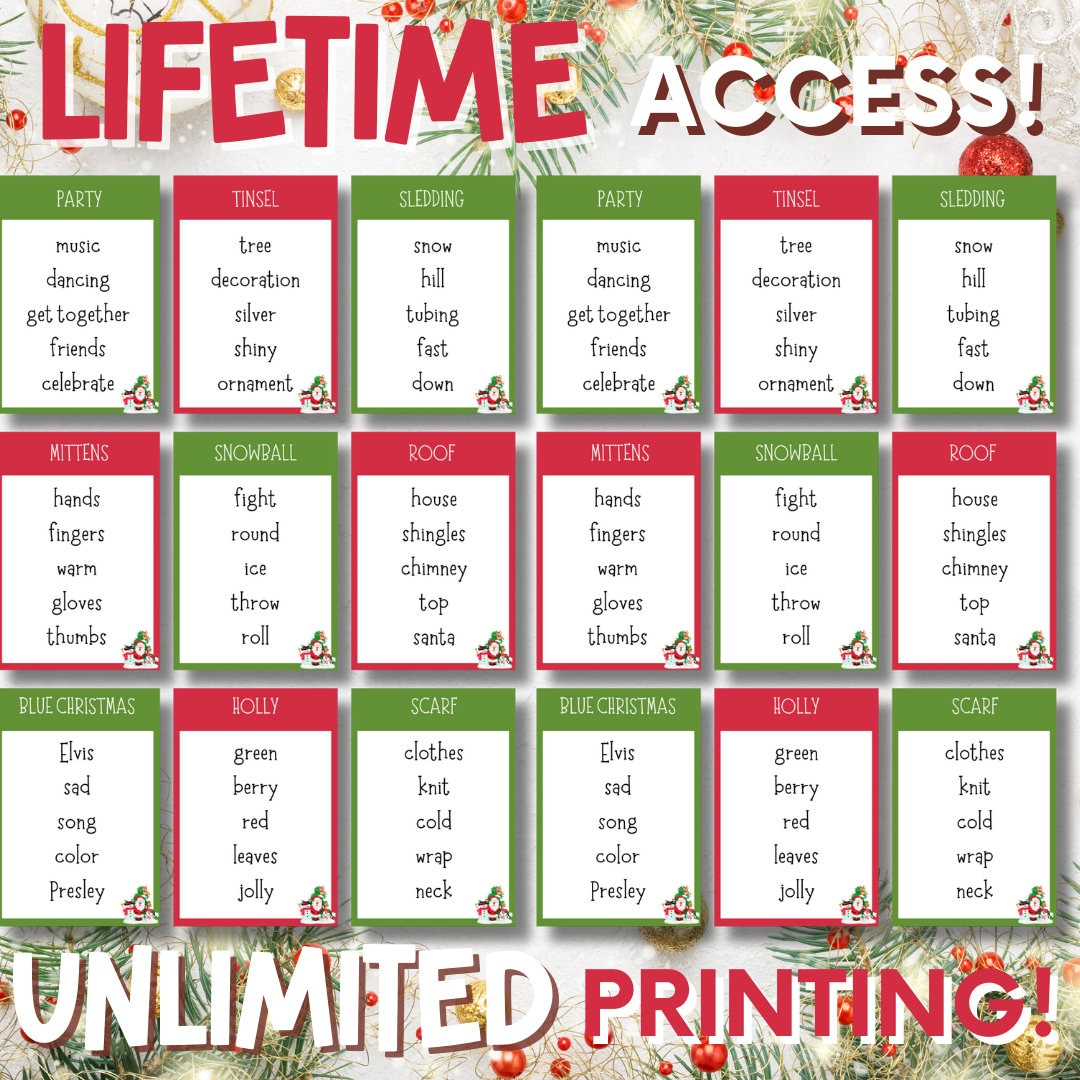 Christmas Taboo Game Cards: Holiday Party Fun (Digital Download) with regard to Christmas Taboo Game Free Printable