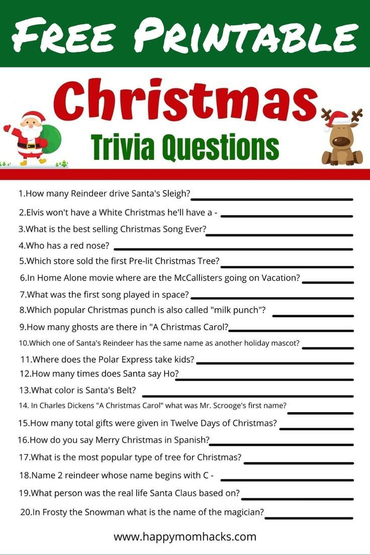 Christmas Trivia Quiz Questions &amp;amp; Answers For Kids Free Printable throughout Christmas Trivia For Kids Printable
