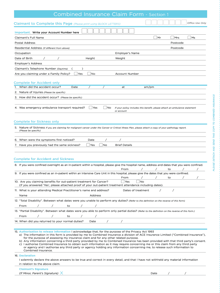 Claim Doc Upload Combinedinsurance Com: Fill Out &amp;amp; Sign Online throughout Combined Insurance Claim Forms Printable