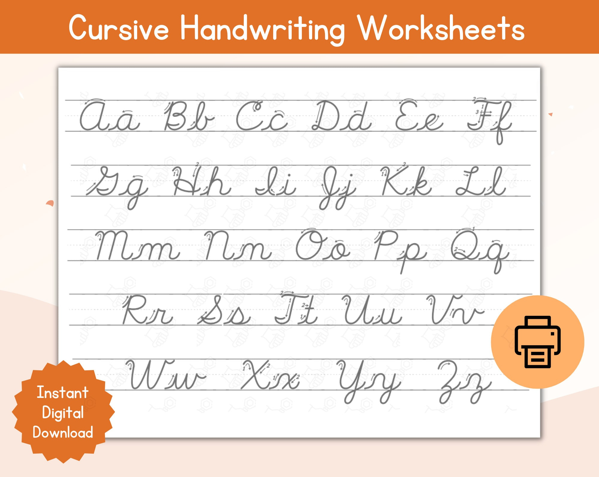 Cursive Alphabet Tracing Worksheet / Printable Cursive Alphabet for Alphabet Printable Cursive Writing Practice Sheets
