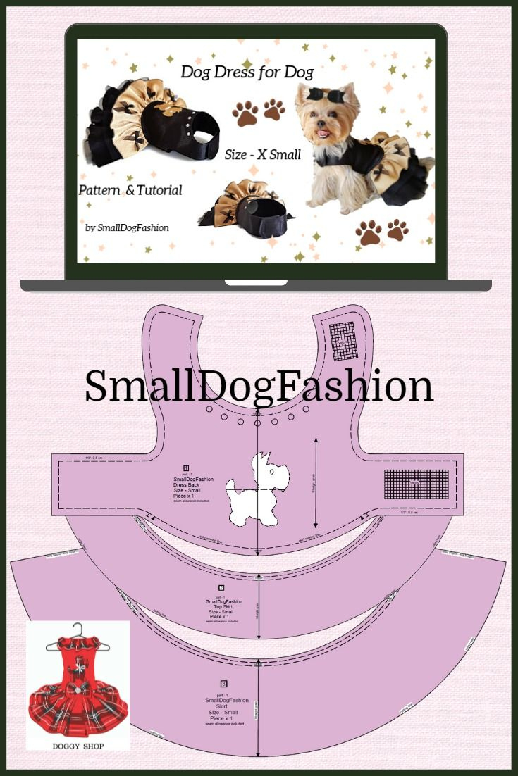 Cute Dog Dress With Dog Applique Pdf Sewing Pattern For X Small with regard to Printable Diy Dog Clothes Patterns