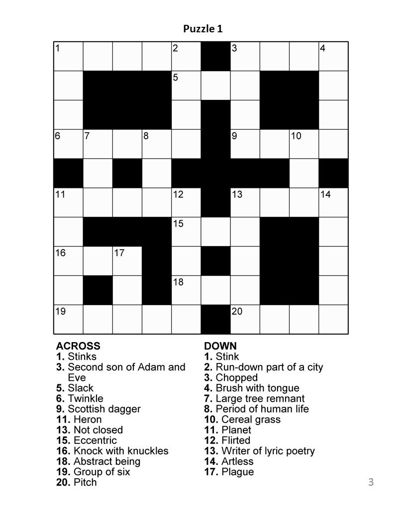 Digital Download 100 Printable Crossword Puzzles For Adults, Fun in Large Print Crossword Puzzles Printable
