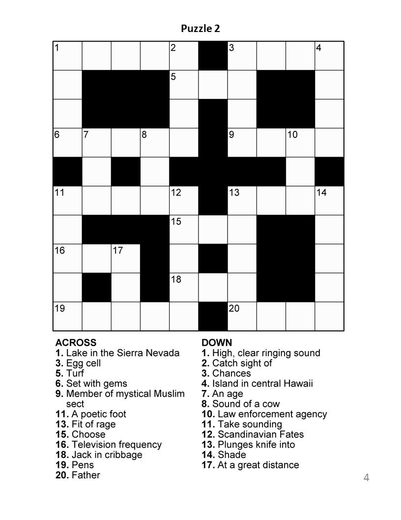 Digital Download 100 Printable Crossword Puzzles For Adults, Fun regarding Free Printable Crossword Puzzles Adults