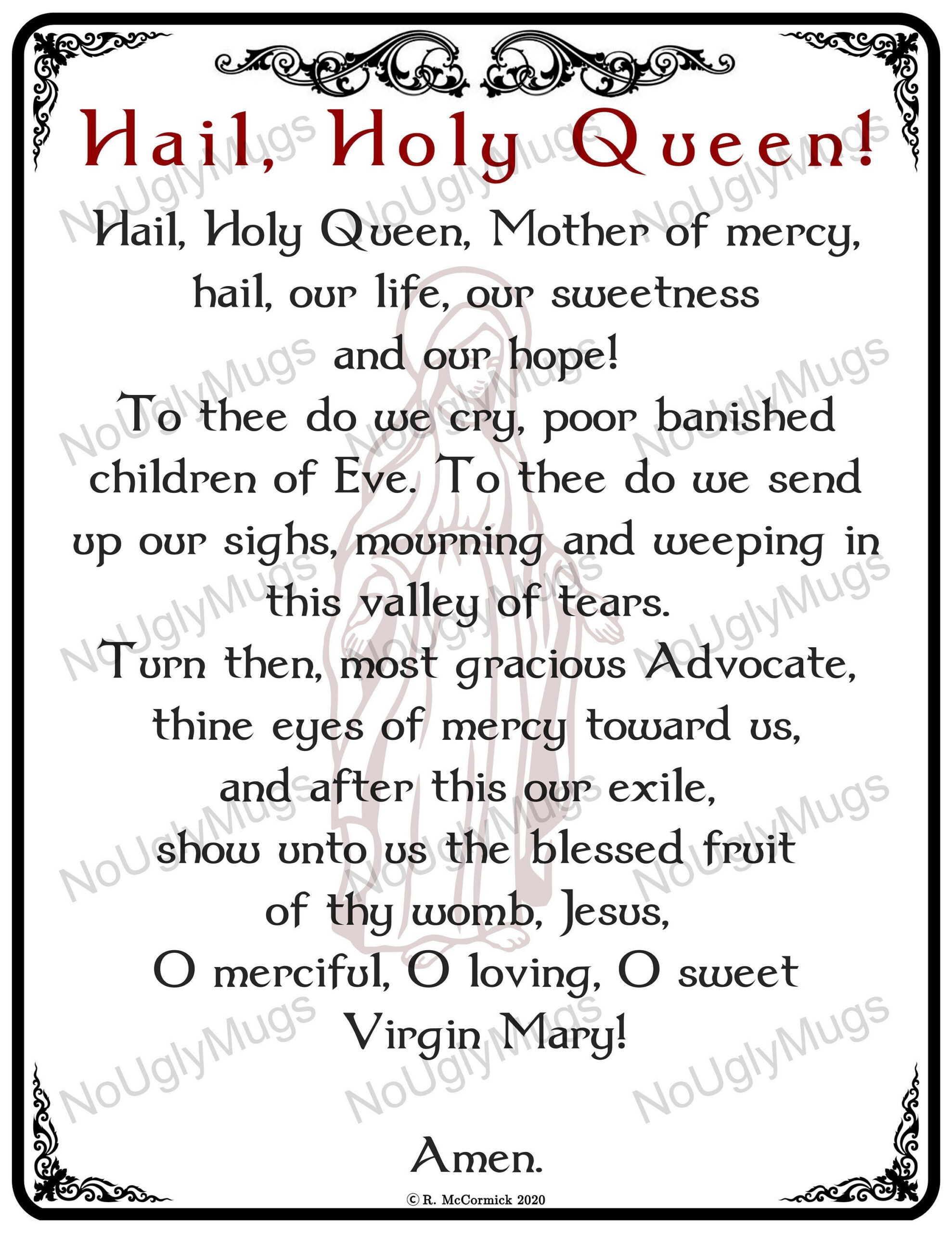 Digitaler Download: Hail, Holy Queen! in Hail Holy Queen Prayer Printable
