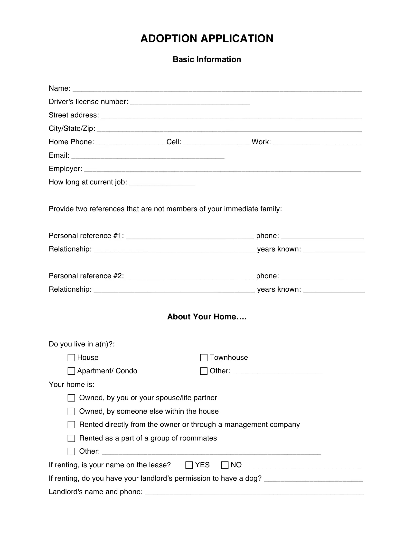 Dog Adoption Form ≡ Fill Out Printable Pdf Forms Online within Free Printable Pet Adoption Forms