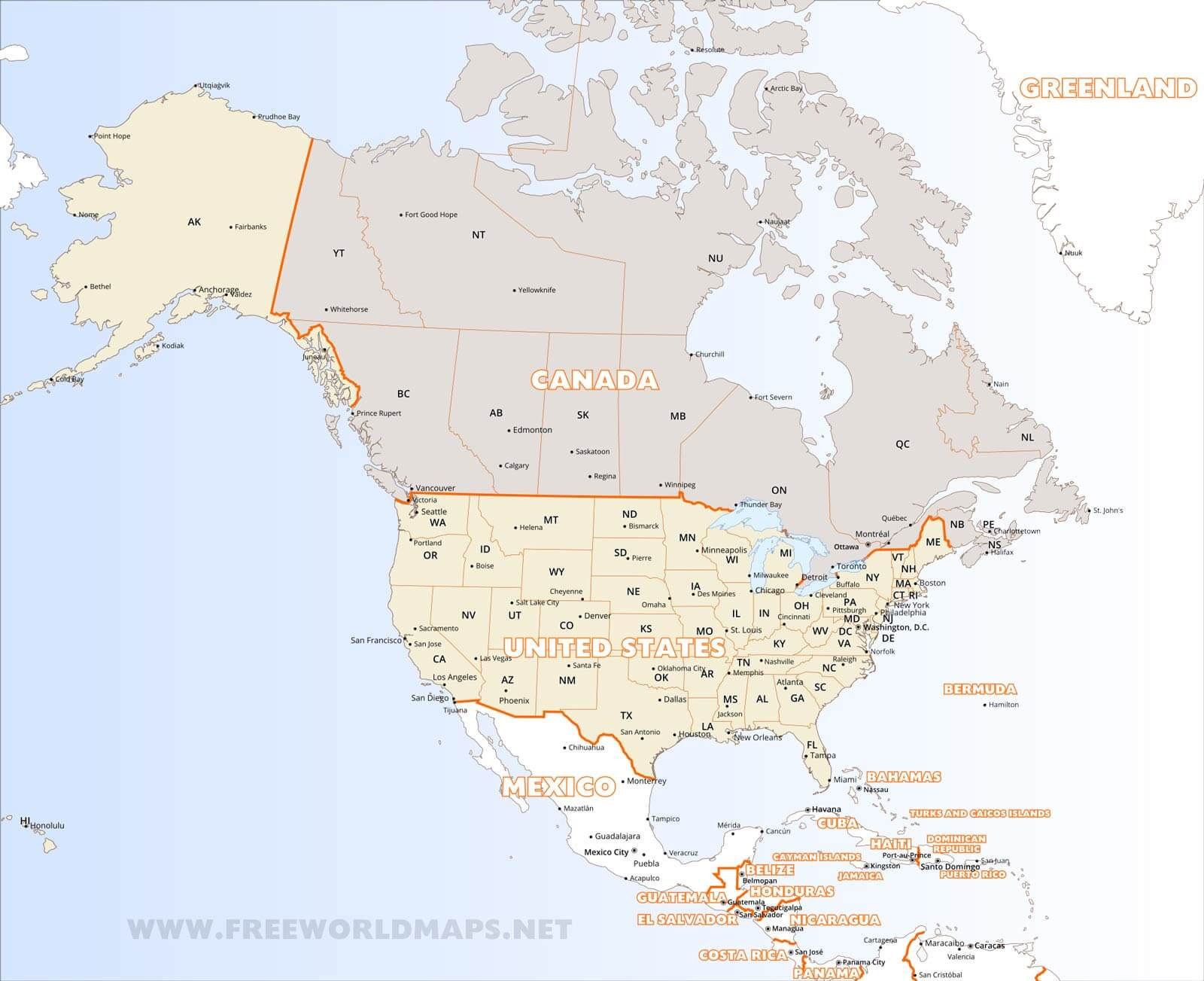 Download Free North America Maps for Printable Map Of North America