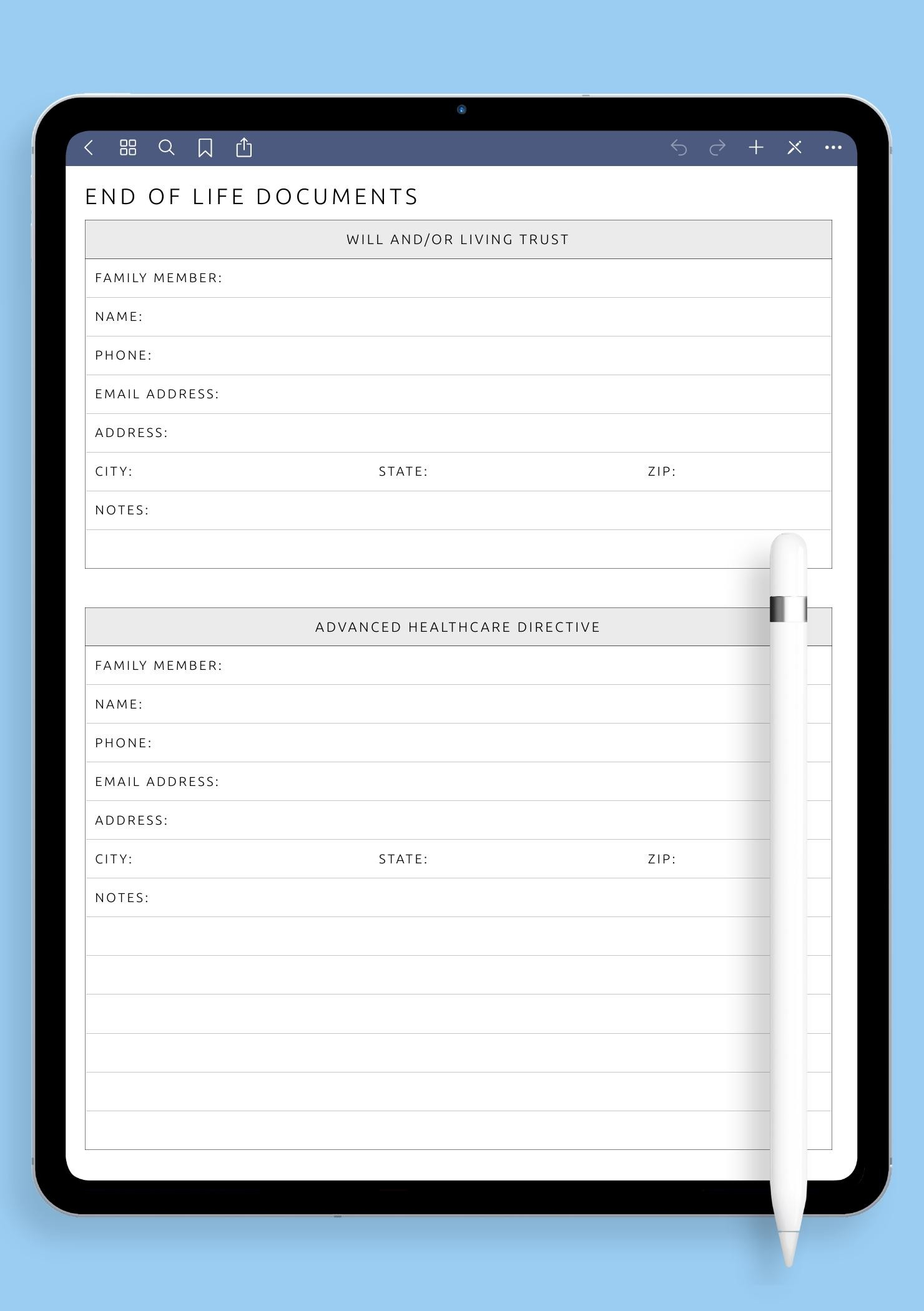 Download Printable End Of Life Documents Pdf pertaining to Free Printable End of Life Planner Template Word
