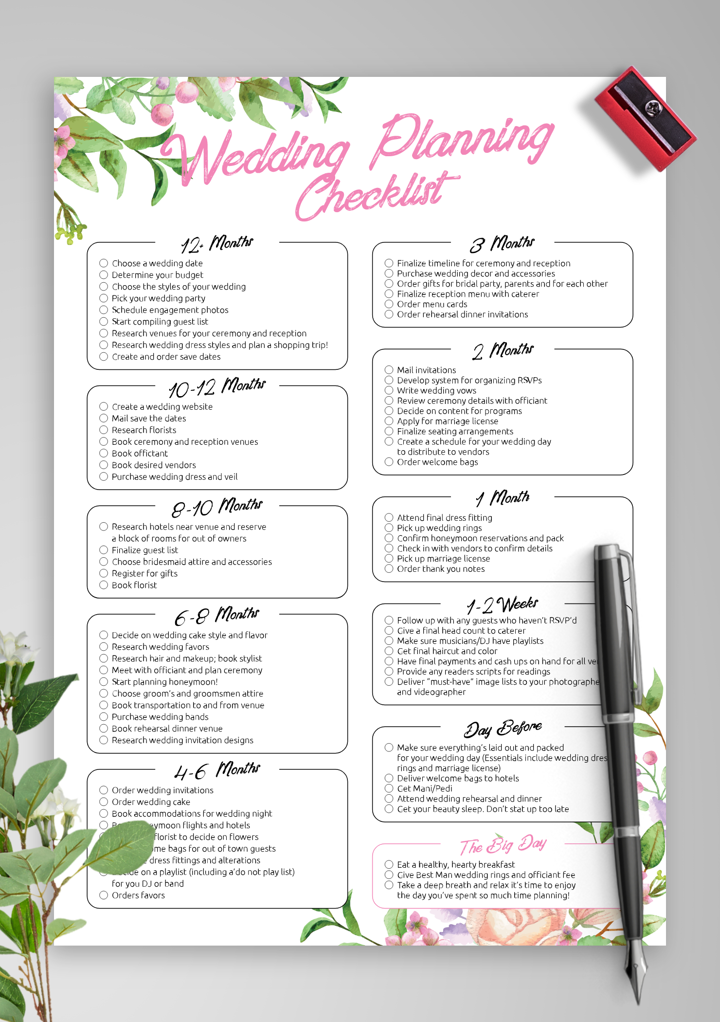 Download Printable Wedding Planning Checklist - Eco Style Pdf for Free Wedding Planning Checklist Printable