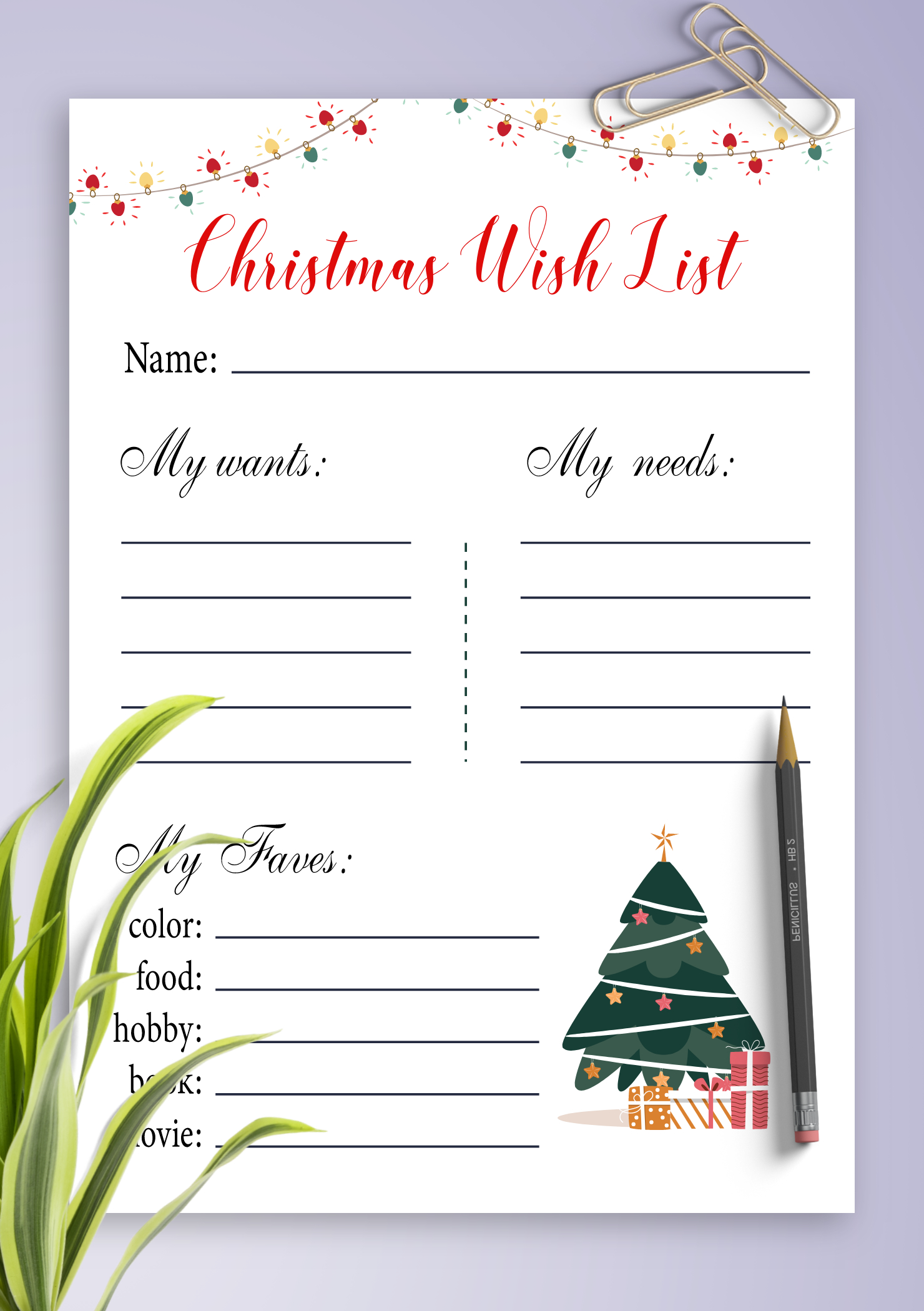 Download Printable White Christmas Wish List Template Pdf in Christmas Wishlist Template Free Printable