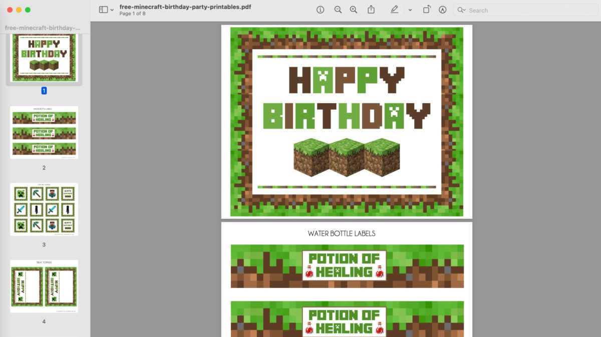 Download These Awesome Free Minecraft Party Printables! | Catch My within Minecraft Birthday Card Free Printable
