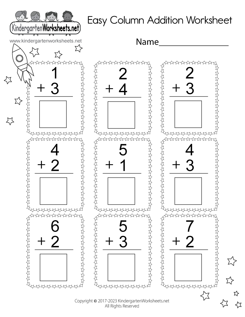 Easy Column Addition Worksheet - Free Printable, Digital, &amp;amp; Pdf regarding Free Printable Kindergarten Addition Worksheets