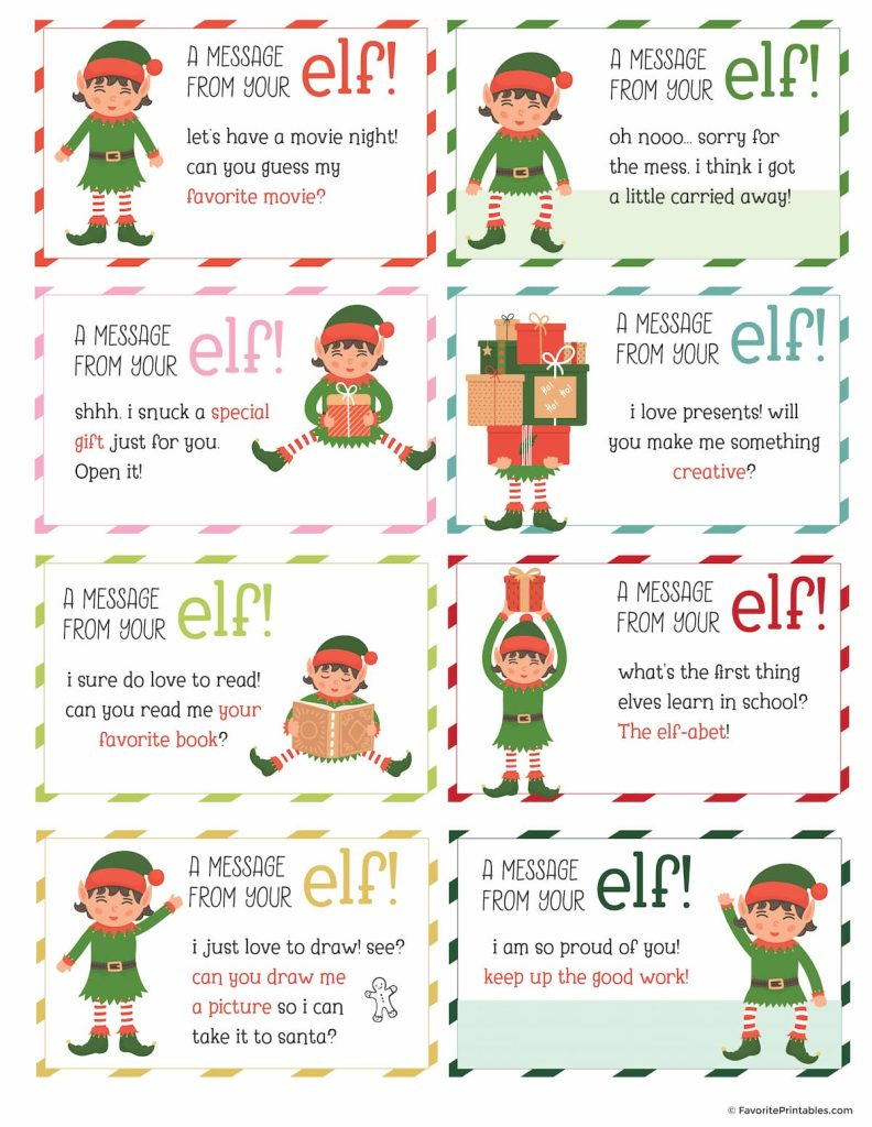 Elf On The Shelf Notes And Jokes, Free Printable Set Of 24 Cards with regard to Free Printable Elf on the Shelf Notes