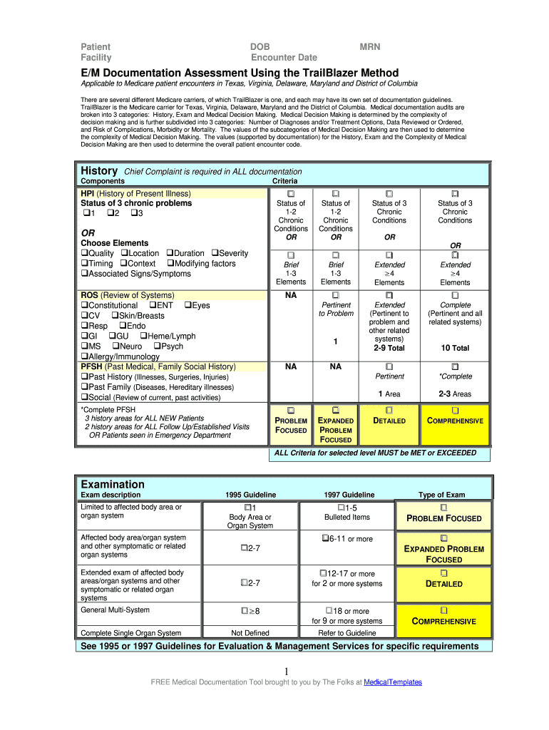 Em Documentation Assessment Using Form Trailblazer - Fill Online in Free Printable Medical Coding Cheat Sheet