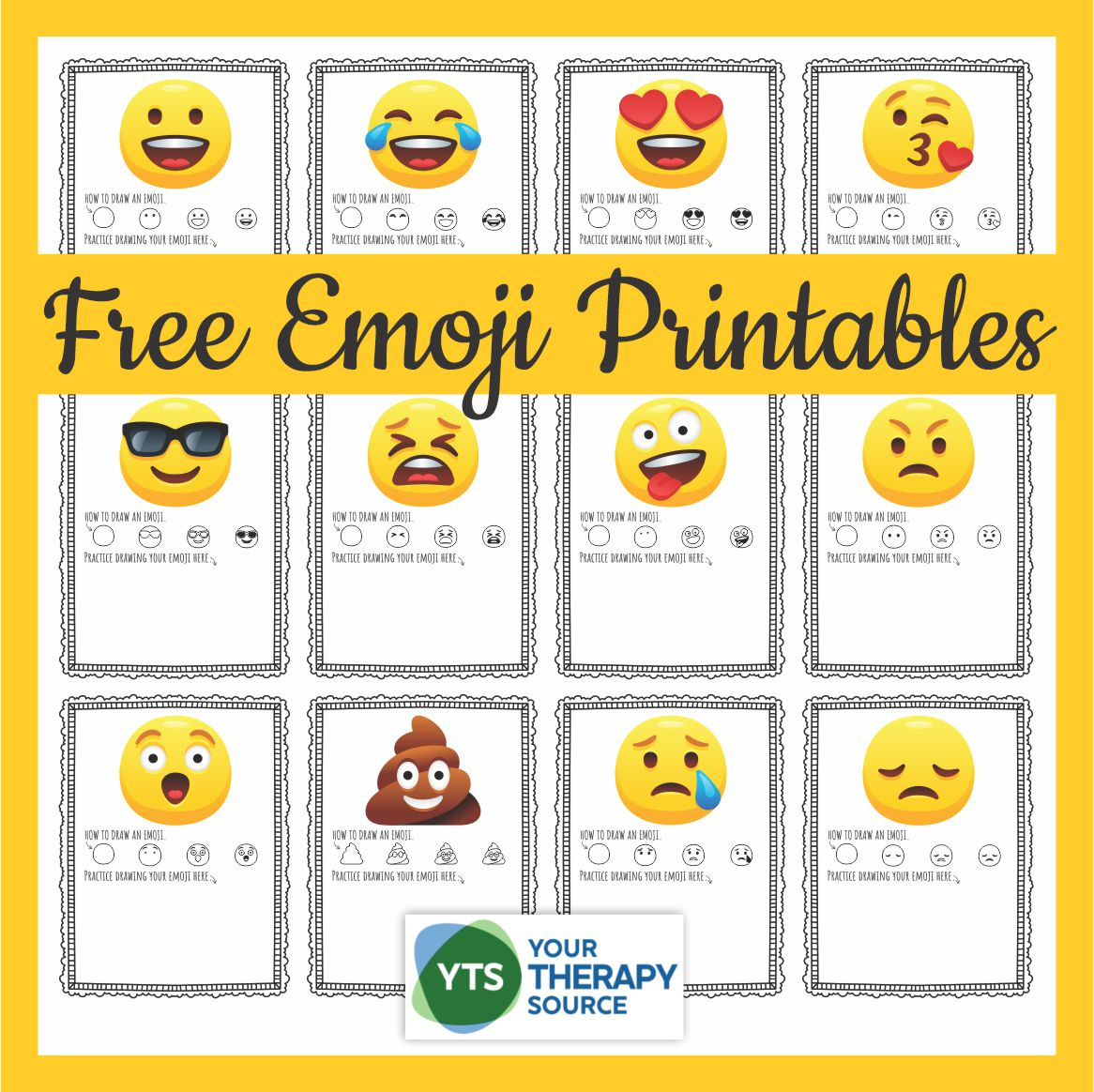 Emoji Printables - How To Draw Emoji Faces - Your Therapy Source throughout Emoji Feelings Faces Free Printable
