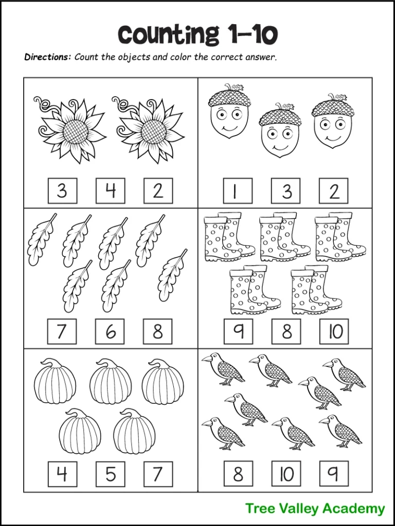 Fall Math Worksheets For Kindergarten, Preschool &amp;amp; 1St Grade inside Printable Math Activities For Preschoolers