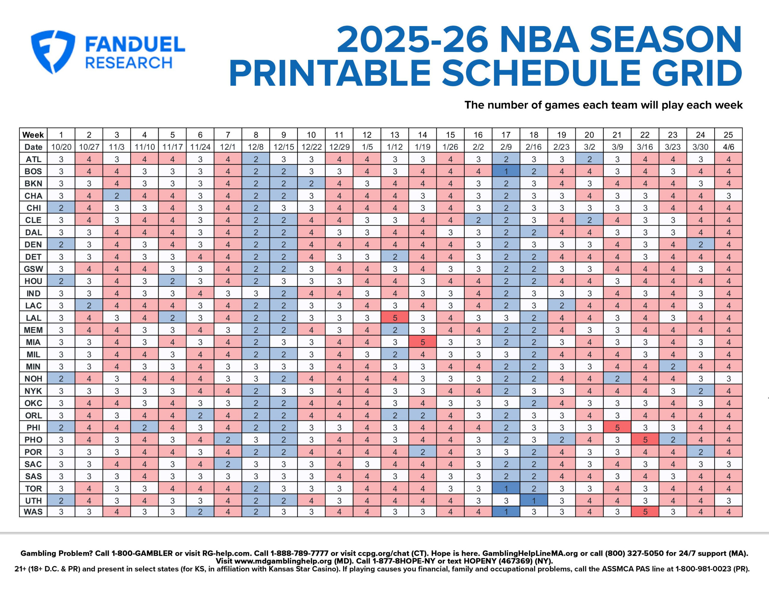 Fantasy Basketball Draft: Free Printable 2025-26 Nba Schedule Grid regarding Atlanta Hawks Schedule 24 25 Printable Free