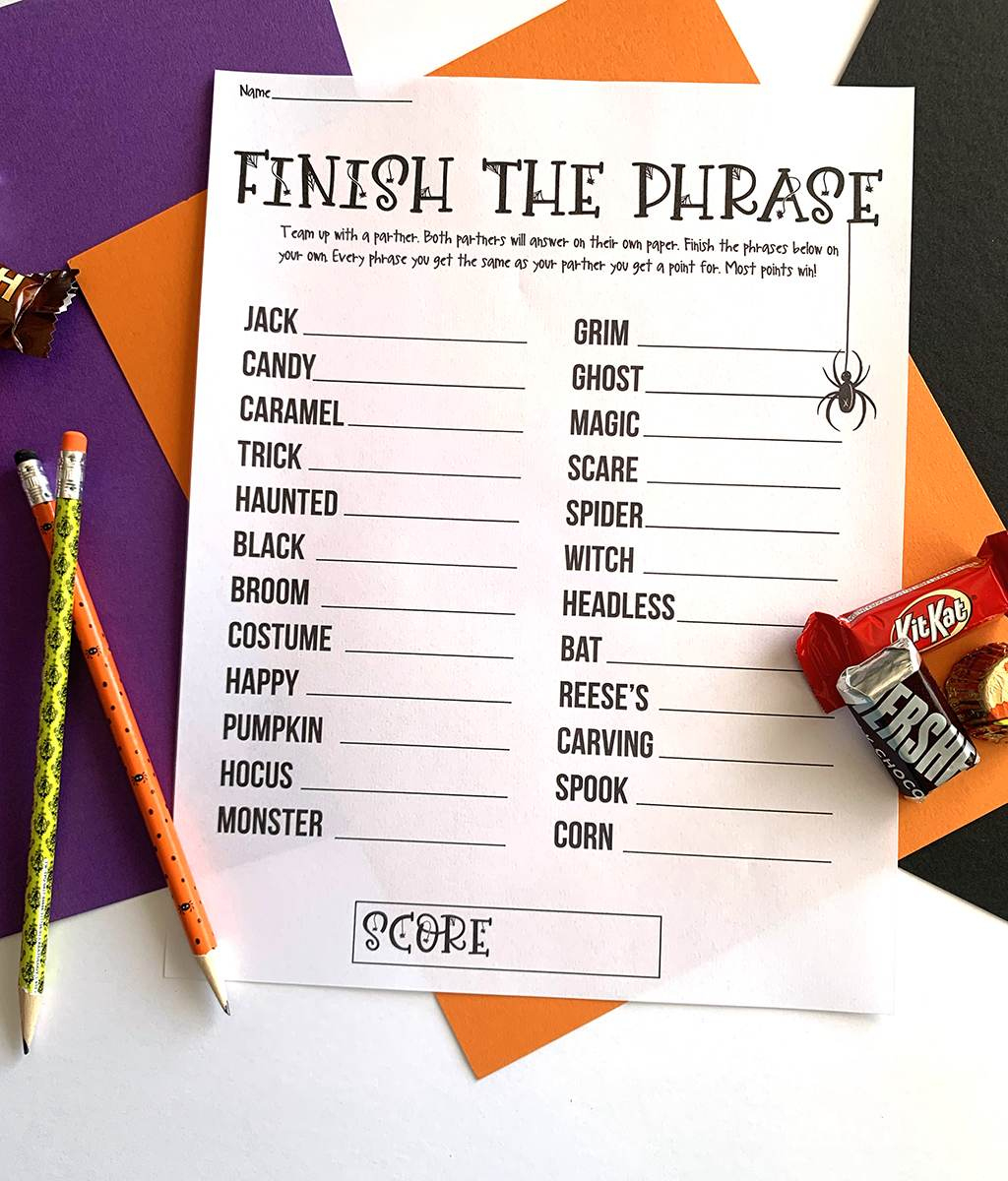 Finish The Phrase Halloween Game - The Crafting Chicks regarding Finish the Saying Quiz with Answers Printable