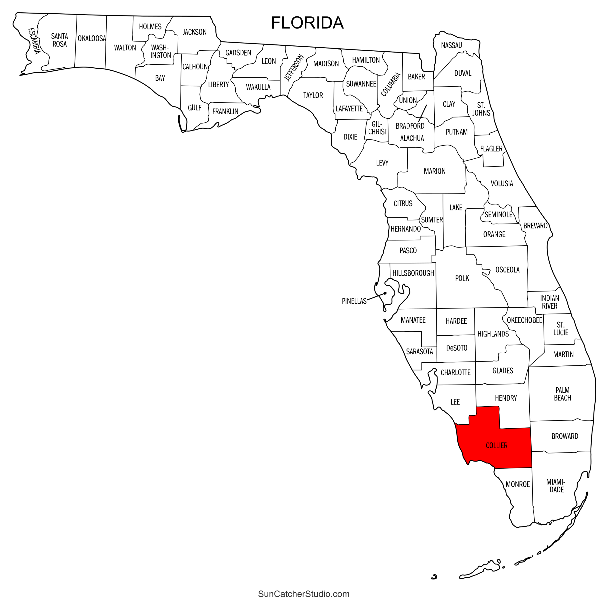 Florida County Map (Printable State Map With County Lines) – Free intended for Printable County Map Of Florida
