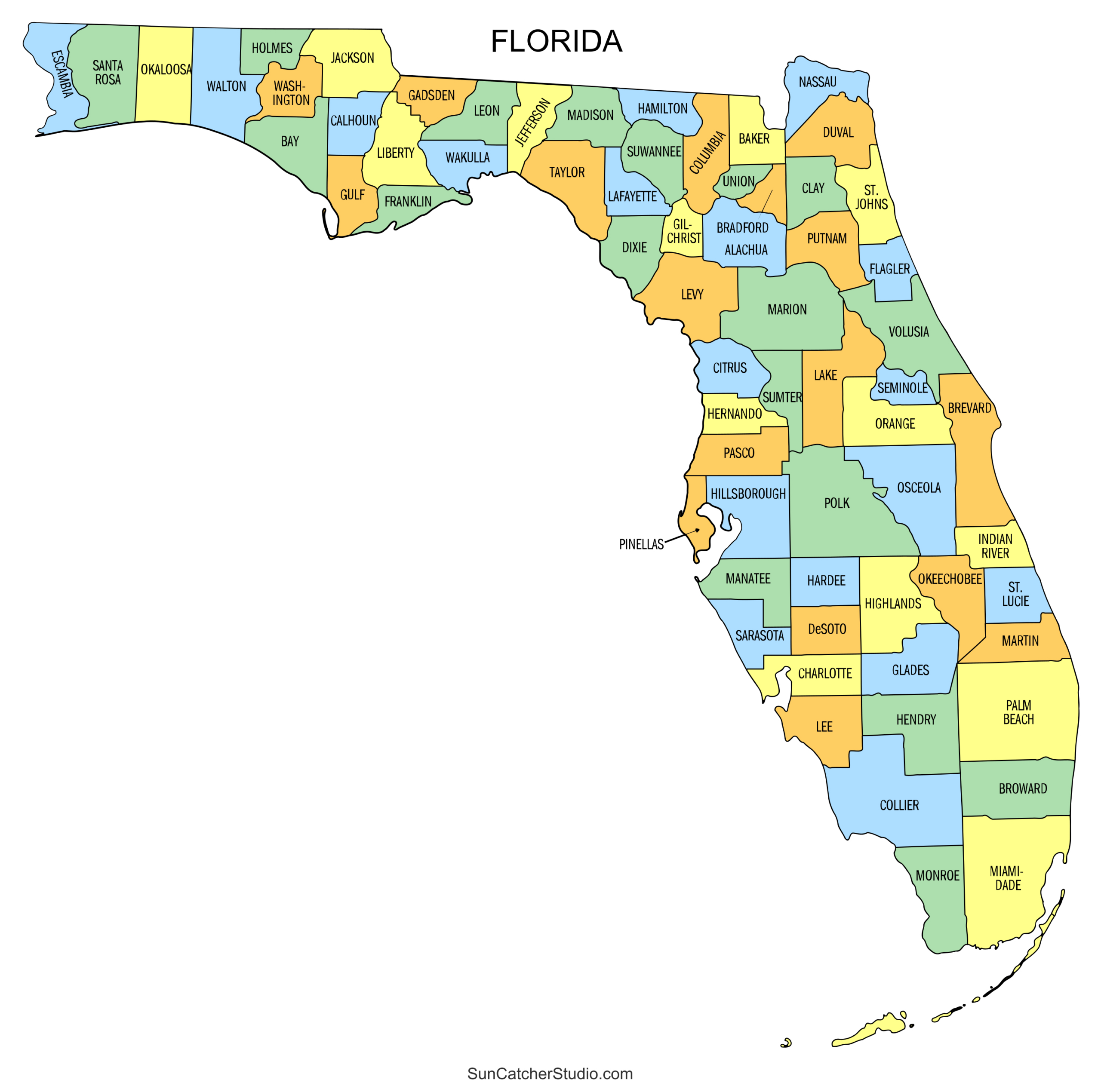 Florida County Map (Printable State Map With County Lines) – Free pertaining to Printable County Map of Florida