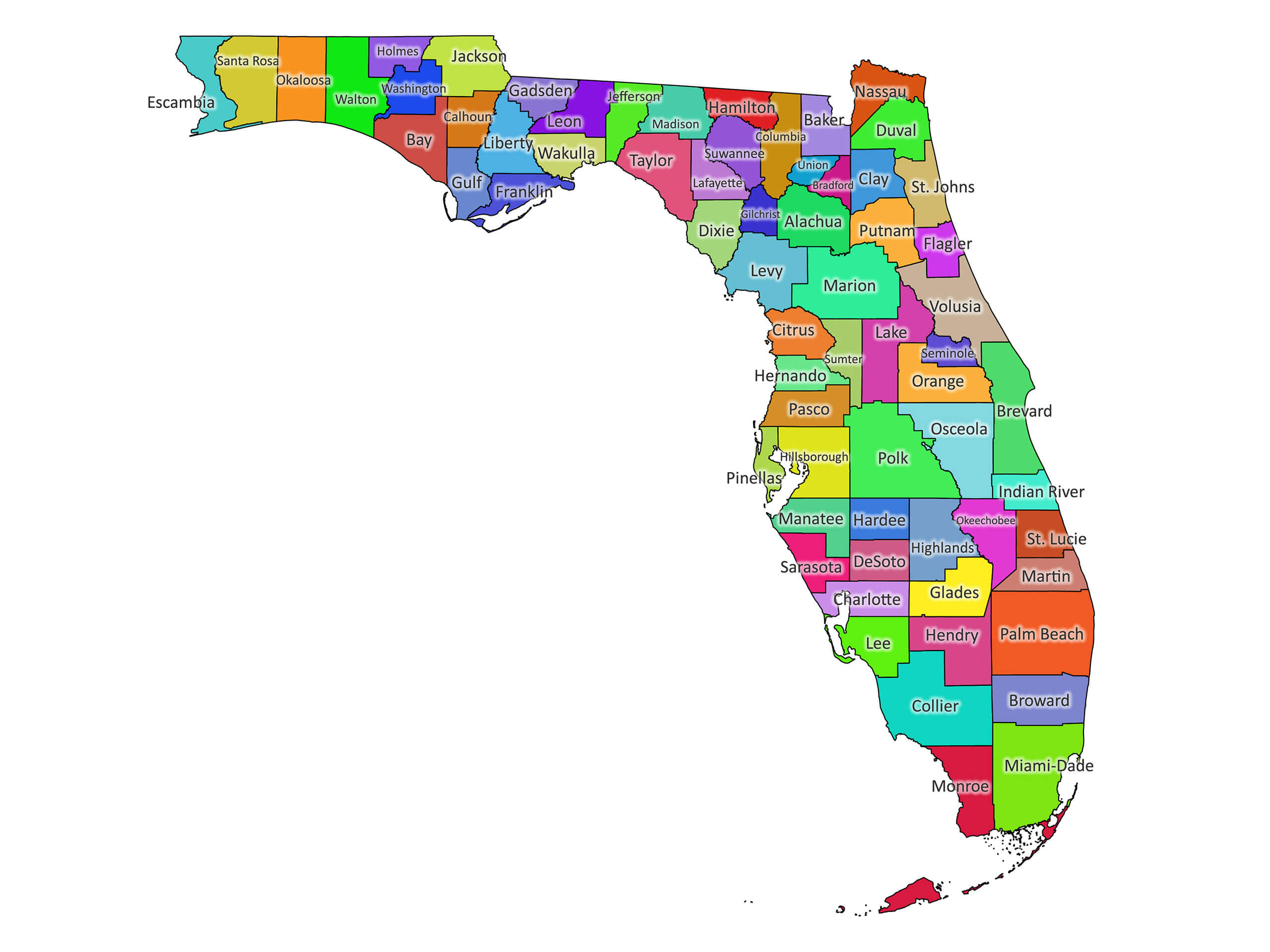 Florida Labeled Map | Labeled Maps regarding Map of Florida Cities Printable
