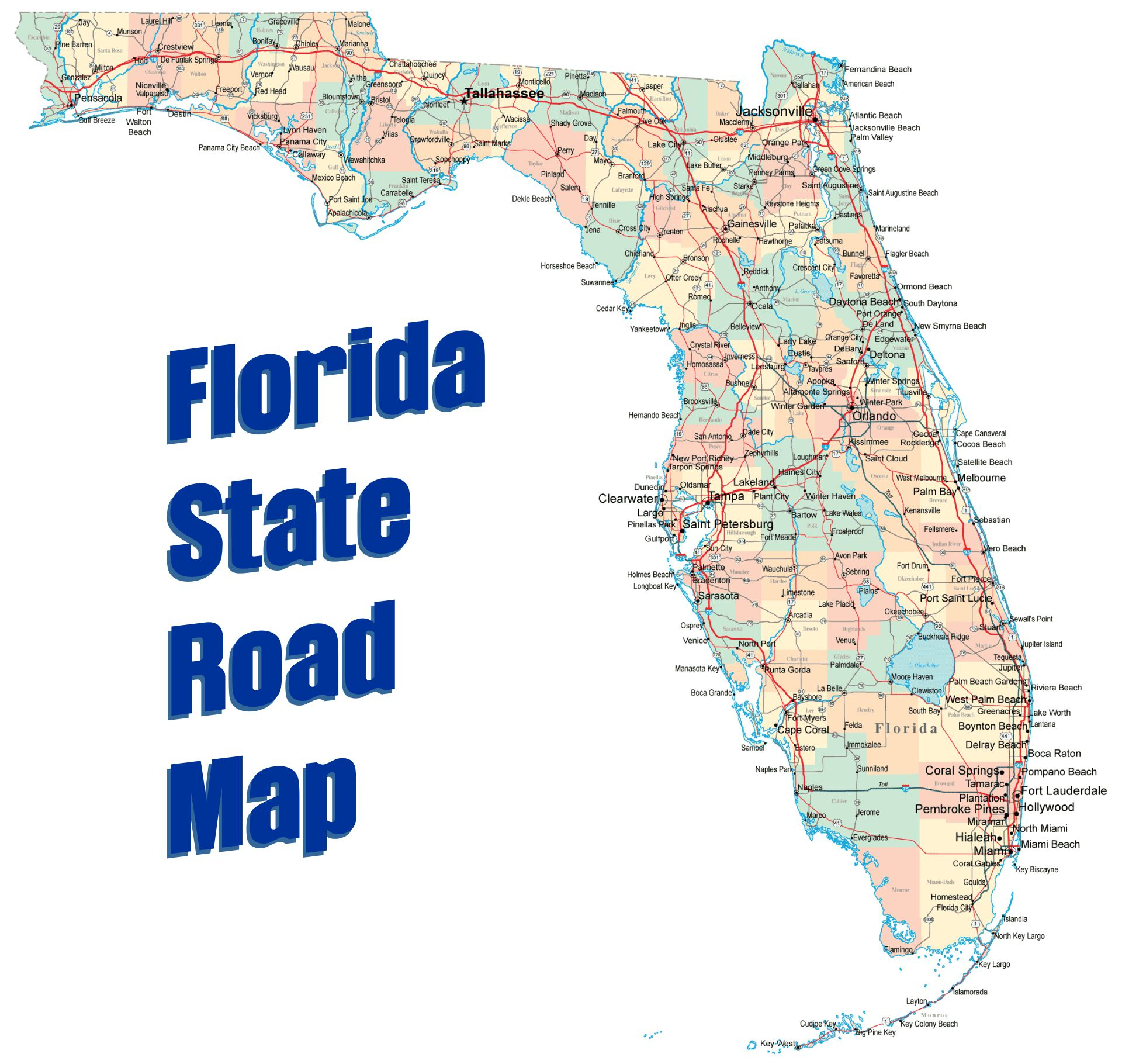 Florida State Map - 10 Free Pdf Printables | Printablee intended for Map of Florida Cities Printable