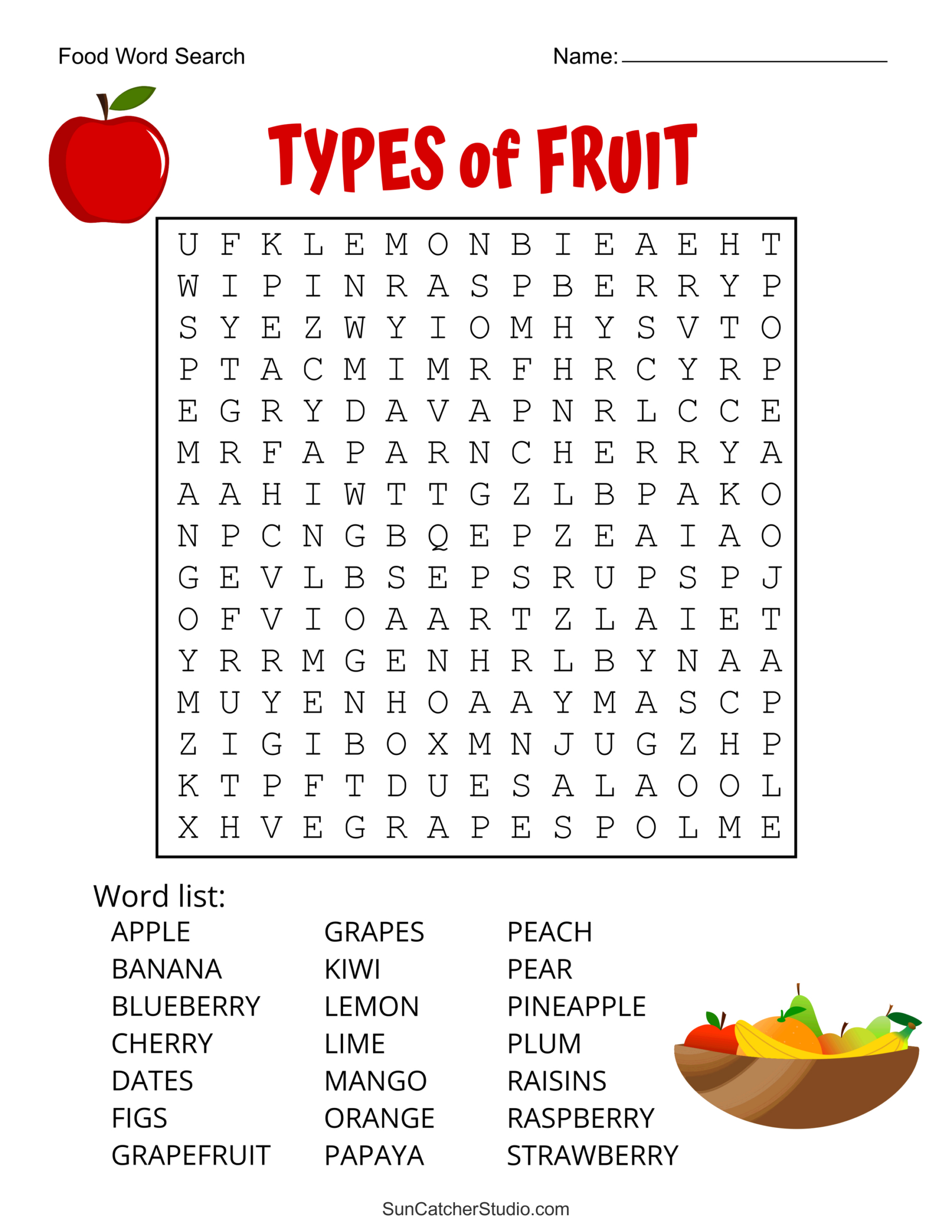 Food Word Search (Free Printable Puzzles) – Free Printables for Free Printable Word Search For Kids