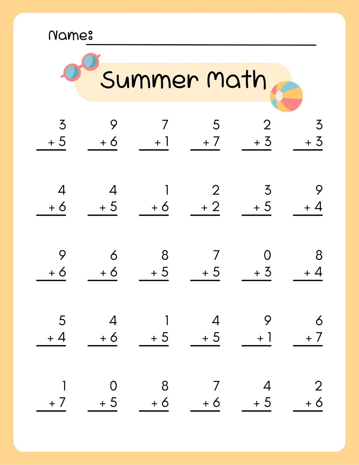 Free 3Rd Grade Math Worksheet Templates To Customize | Canva regarding 3rd Grade Printable Math Worksheets