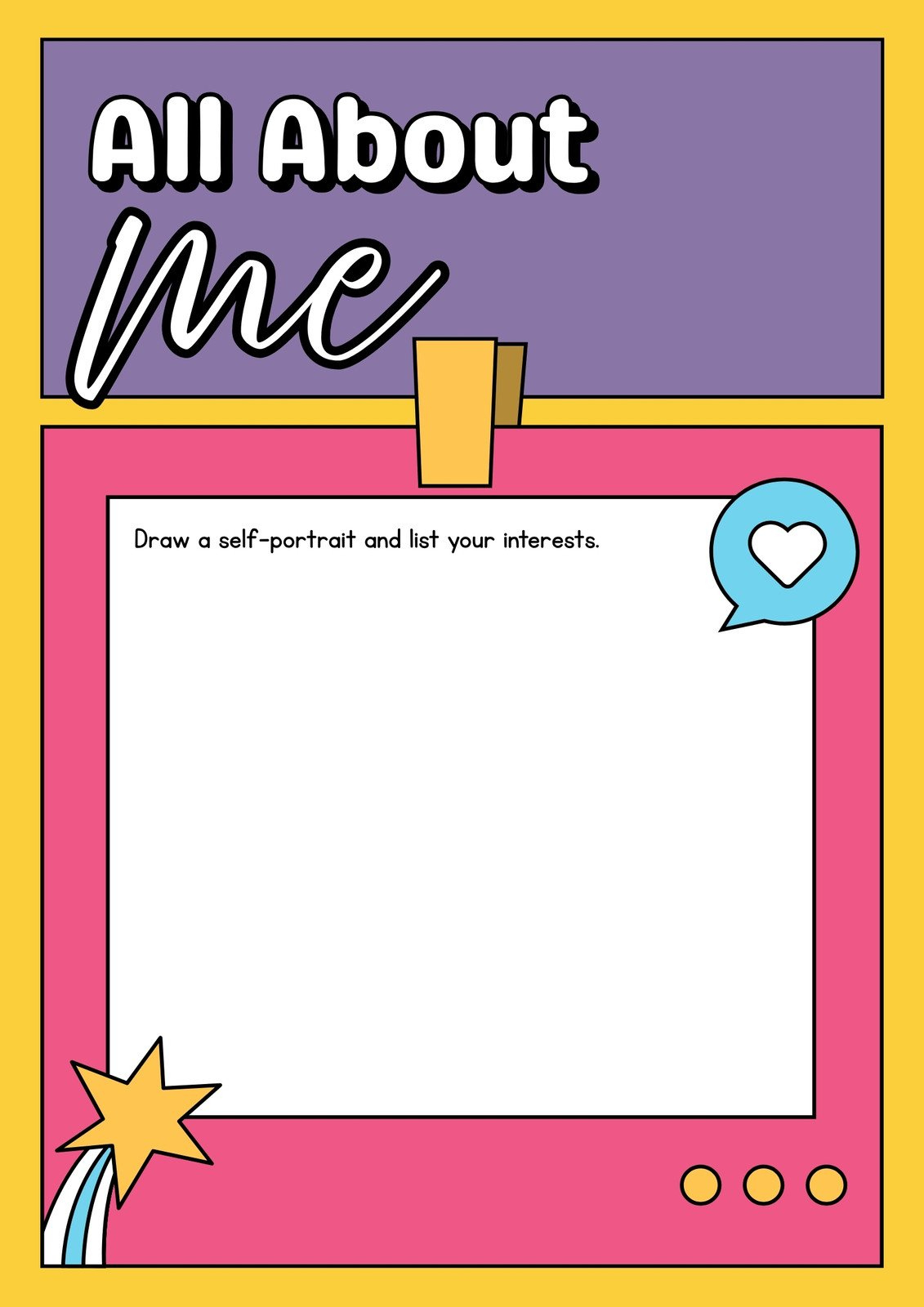 Free And Printable All About Me Worksheet Templates | Canva in All About Me Poster Preschool Free Printable