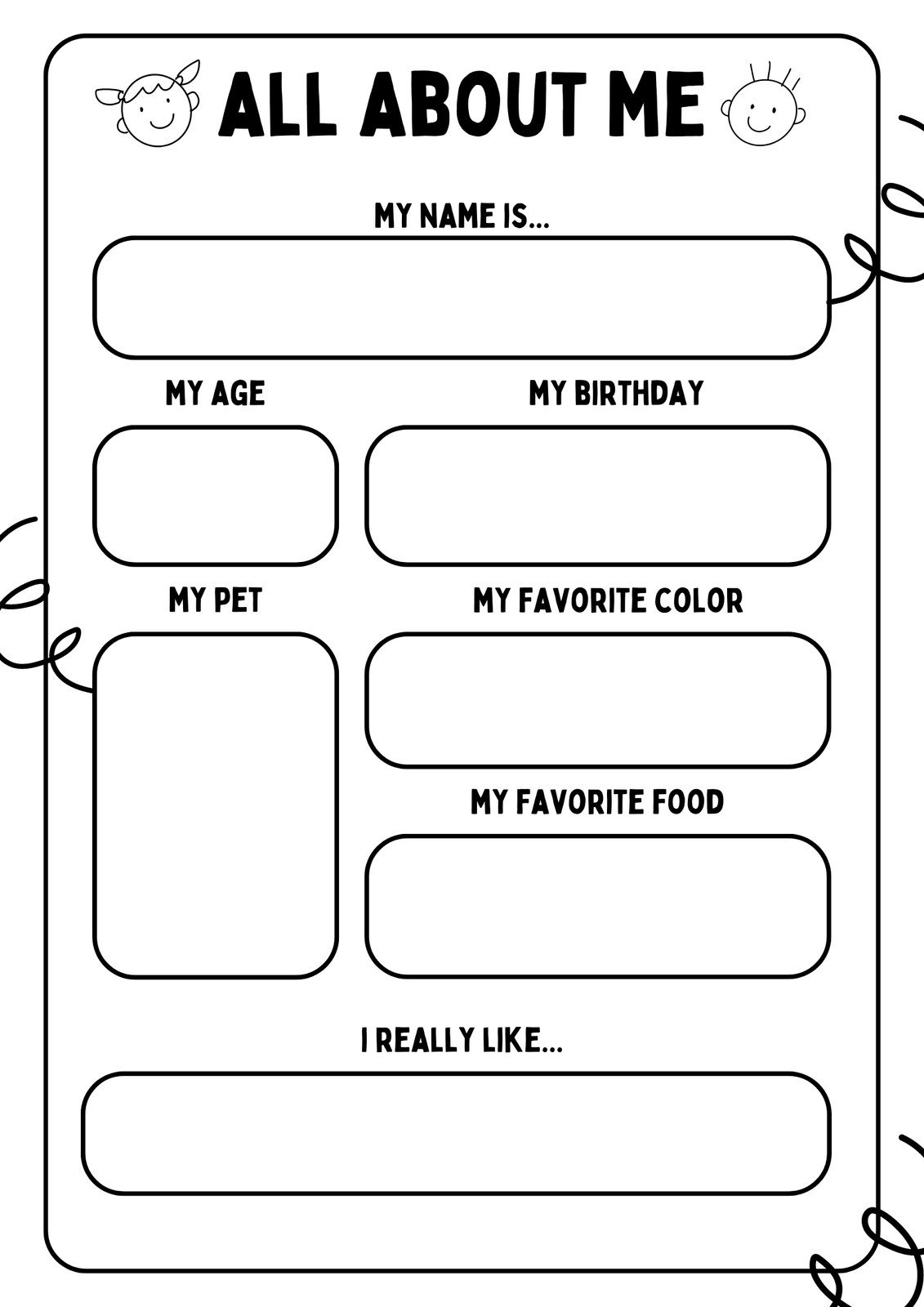 Free And Printable All About Me Worksheet Templates | Canva pertaining to All About Me Kindergarten Printables