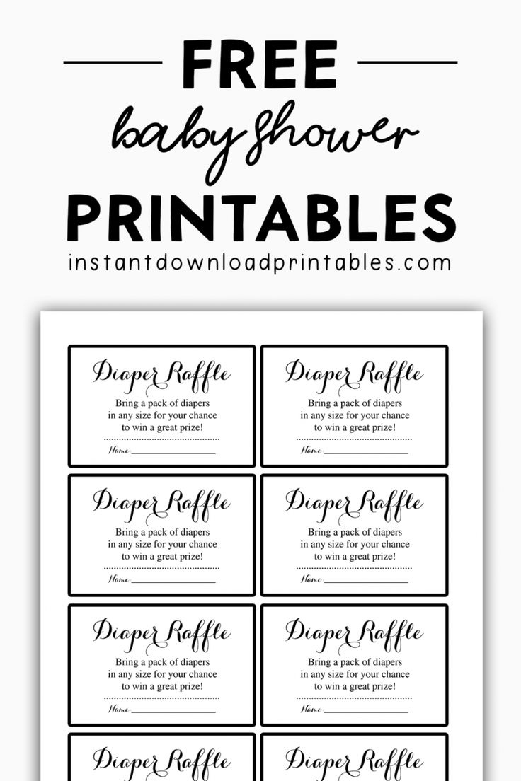 Free Baby Shower Black And White Printables - Instant Download with Free Printable Diaper and Wipe Raffle