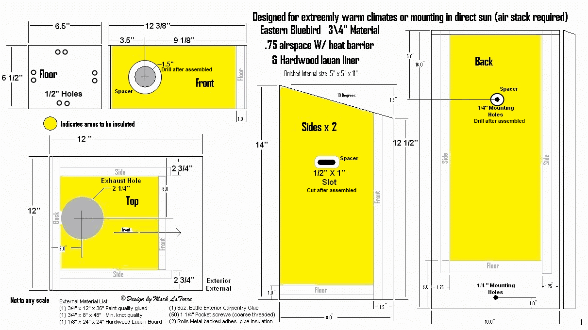 Free Bluebird House Plans Keeps Nestlings Cool intended for Printable Free Printable Bluebird House Plans