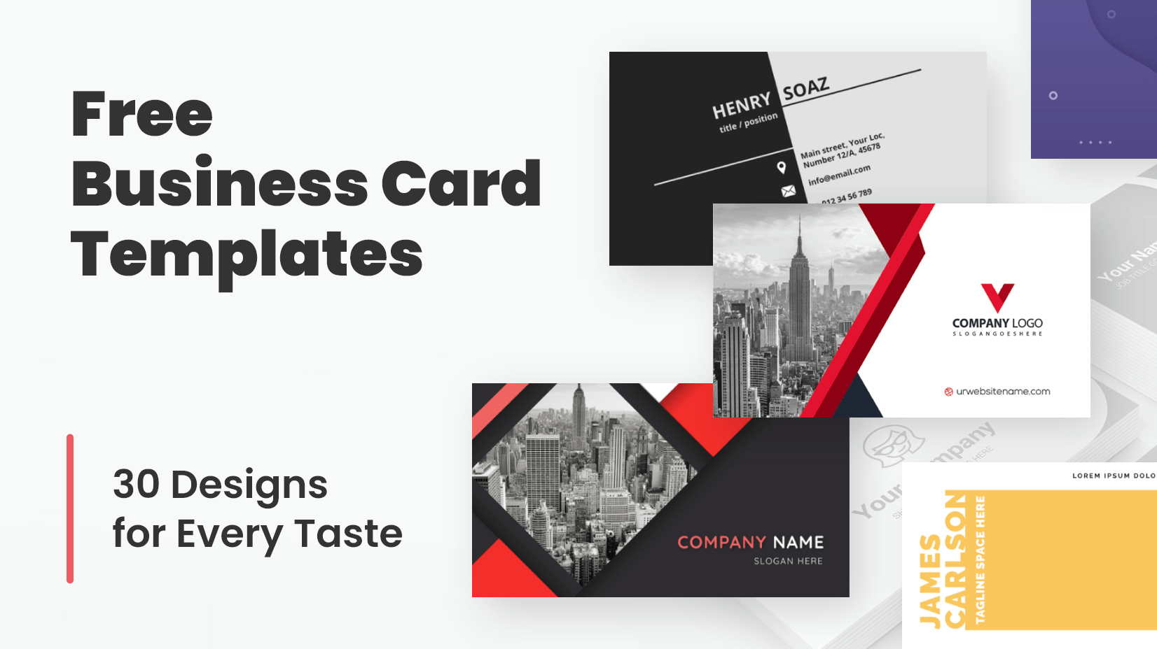 Free Business Card Templates: 30 Designs For Every Taste | Graphicmam throughout Business Card Maker Free Printable