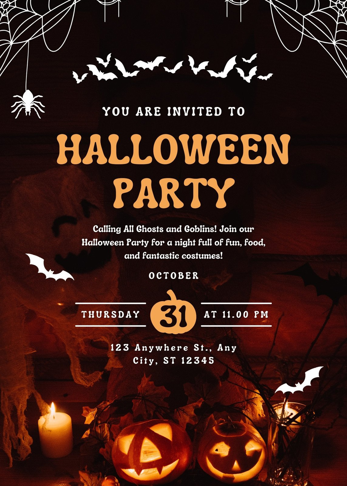 Free Custom Printable Halloween Invitation Templates | Canva pertaining to Free Printable Halloween Invitation Template
