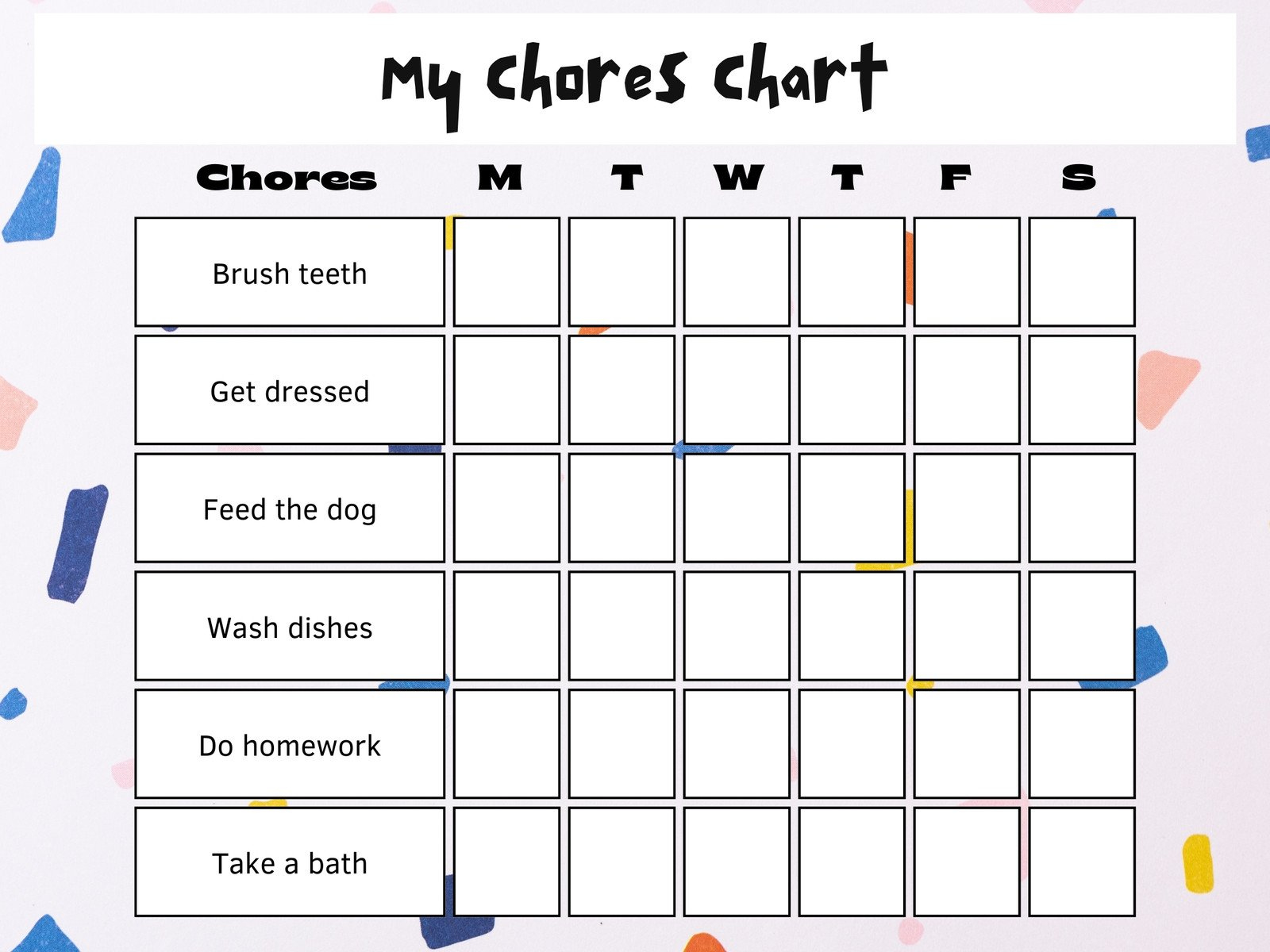 Free Customizable Chore Chart Templates To Print | Canva with regard to Customizable Free Printable Chore Charts