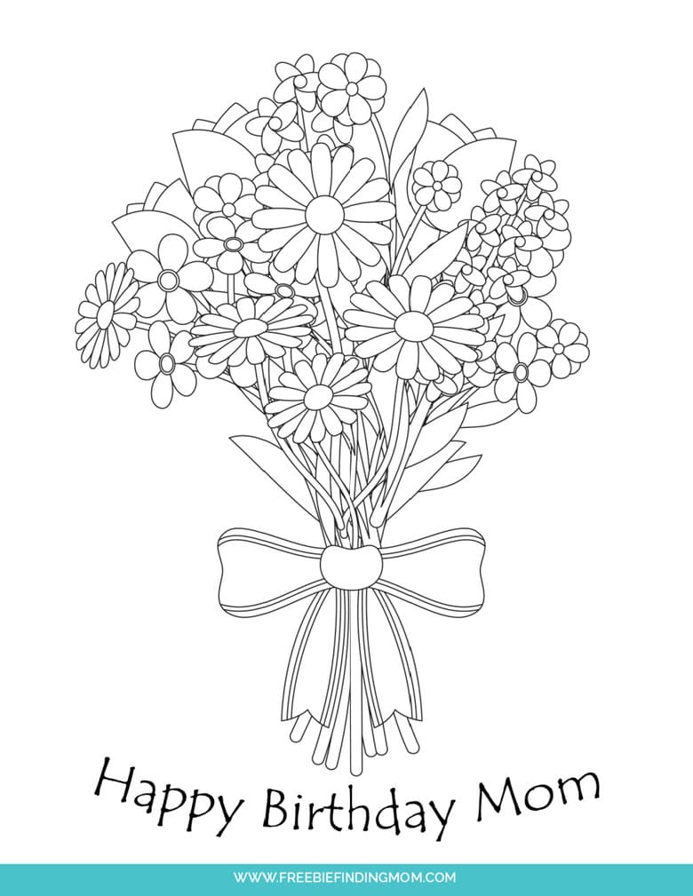 Free Cute Happy Birthday Mom Shapes Coloring Pages Printable pertaining to Happy Birthday Mom Card Printable