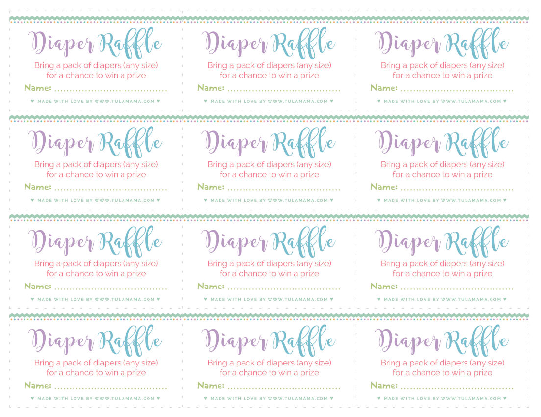 Free, Easy To Print Diaper Raffle Tickets - Tulamama regarding Diaper Raffle Tickets Free Printable