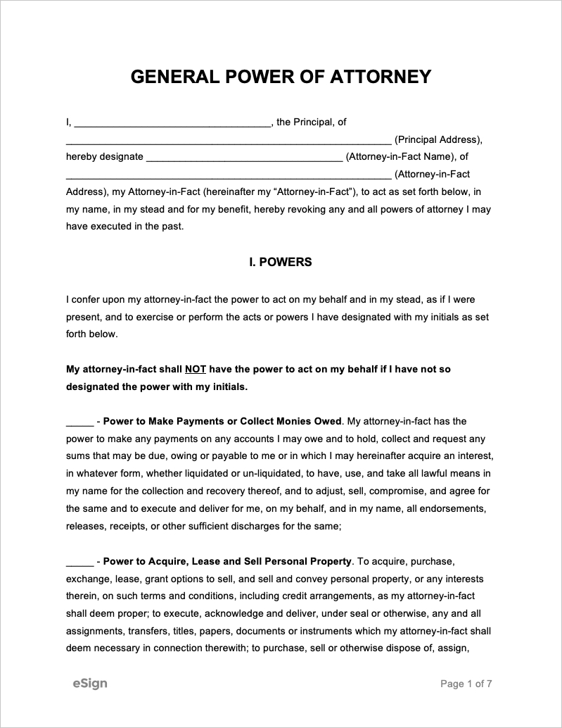 Free General Power Of Attorney Forms | Pdf | Word throughout Free Printable Power Attorney Form