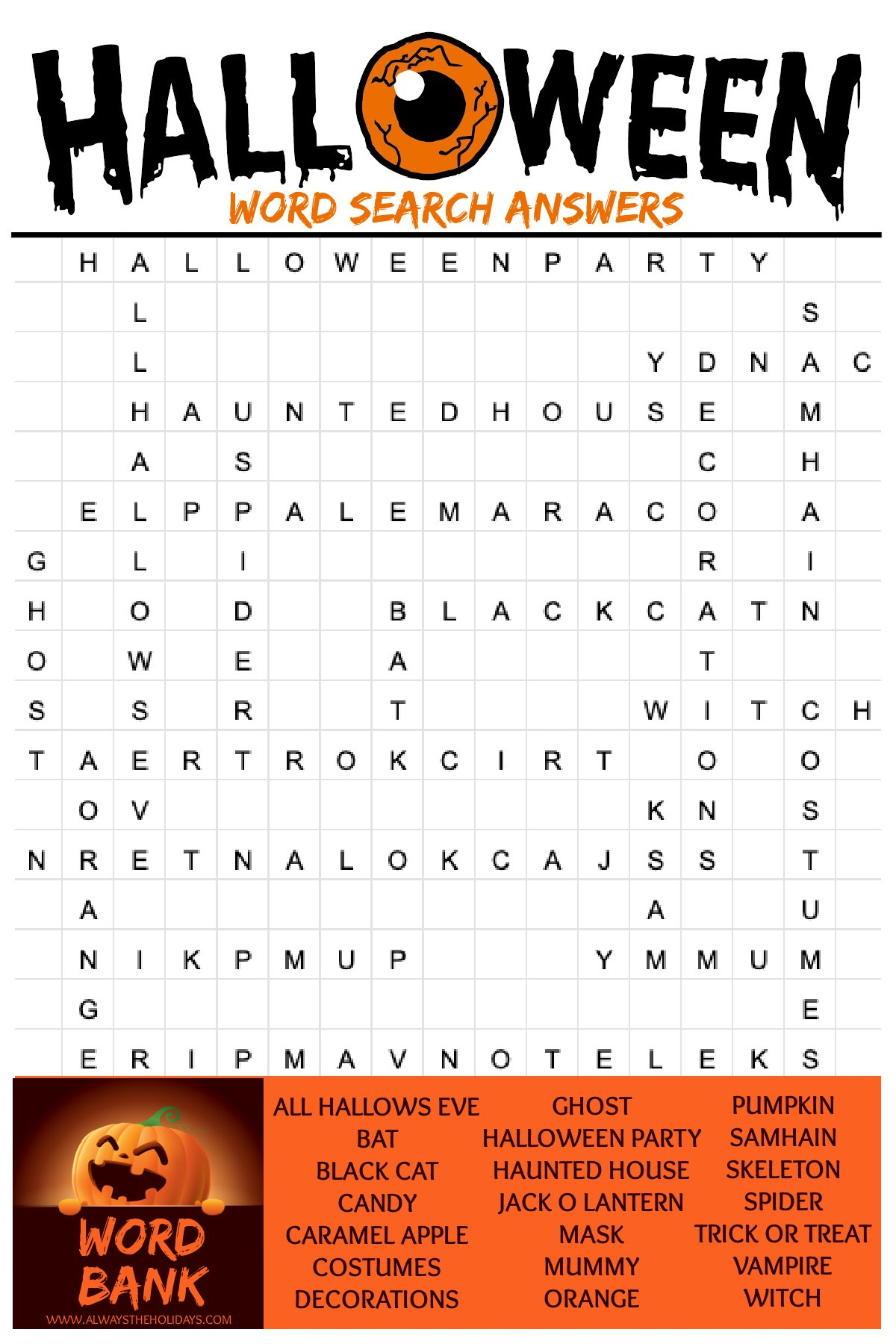 Free Halloween Word Search Printable - With Answer Key Included with regard to Halloween Printable Word Search Puzzles