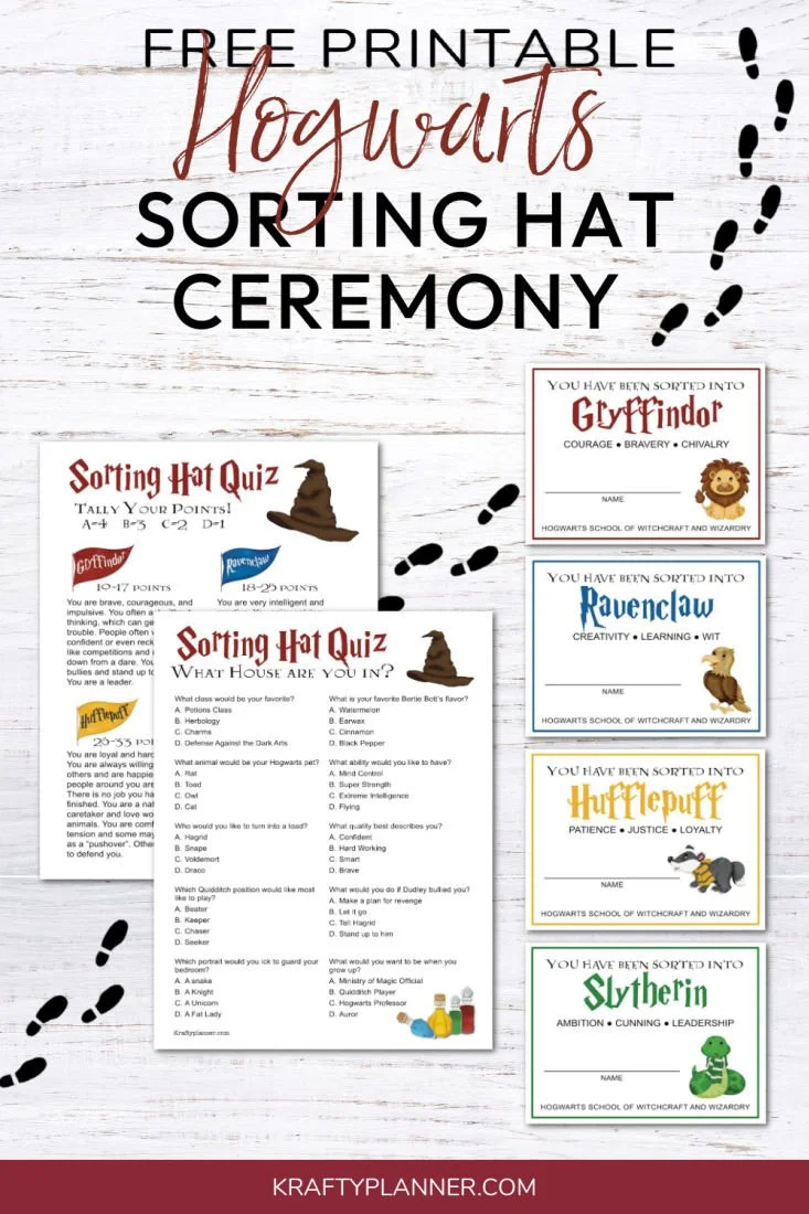 Free Hogwarts Sorting Hat Ceremony — Krafty Planner within Printable Harry Potter House Quiz