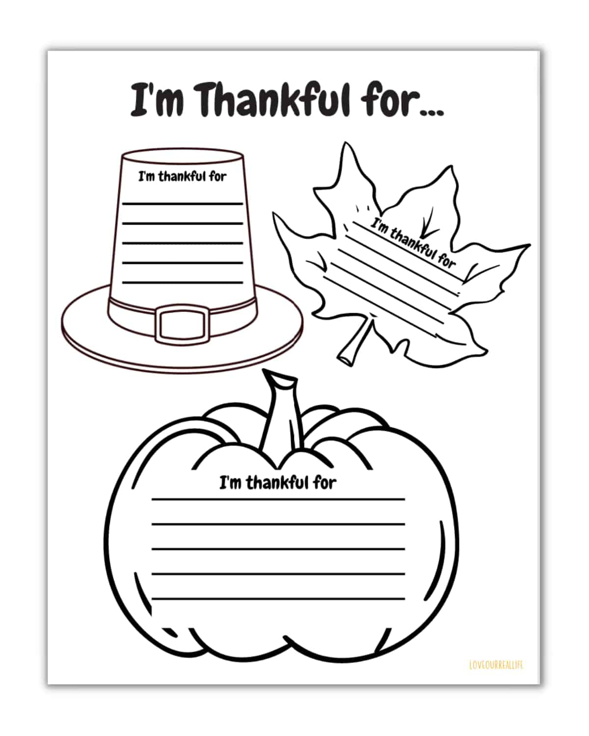 Free I'M Thankful For Printable And Worksheets For Kids ⋆ Love regarding I'm Thankful For Printable