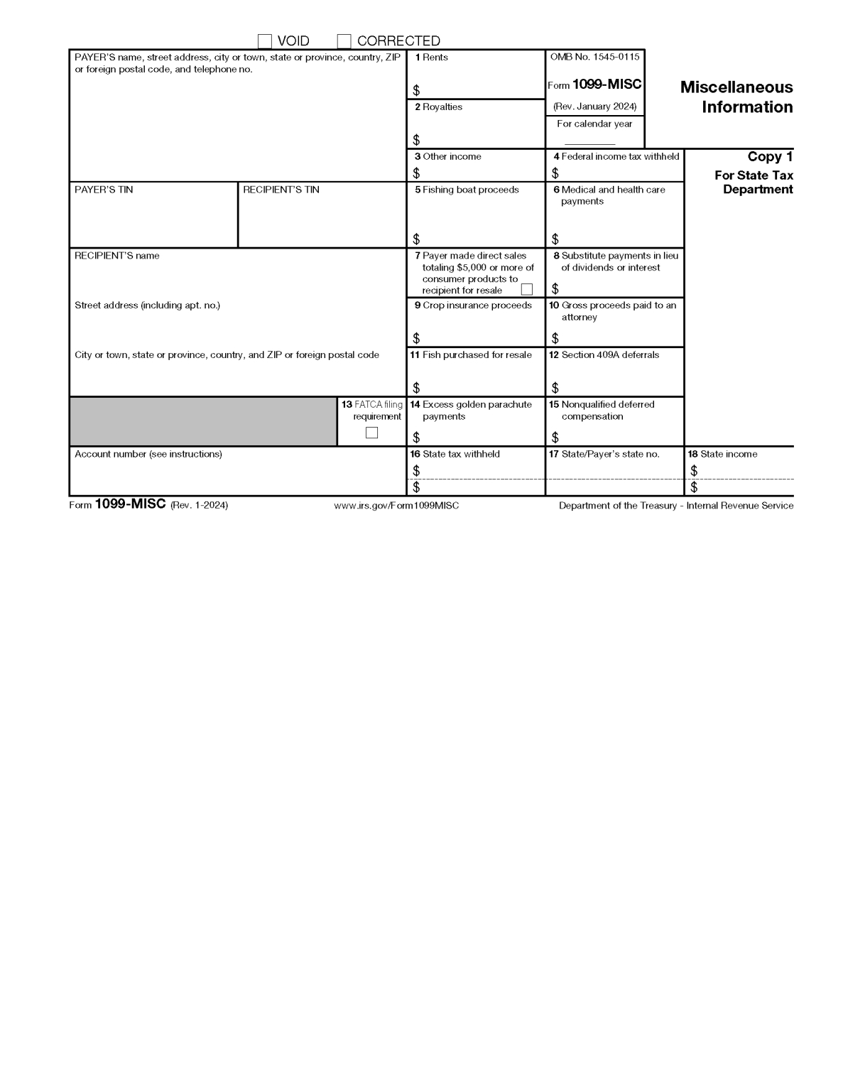Free Irs 1099 Form - Pdf – Eforms in 1099 Misc Printable 1099 Form