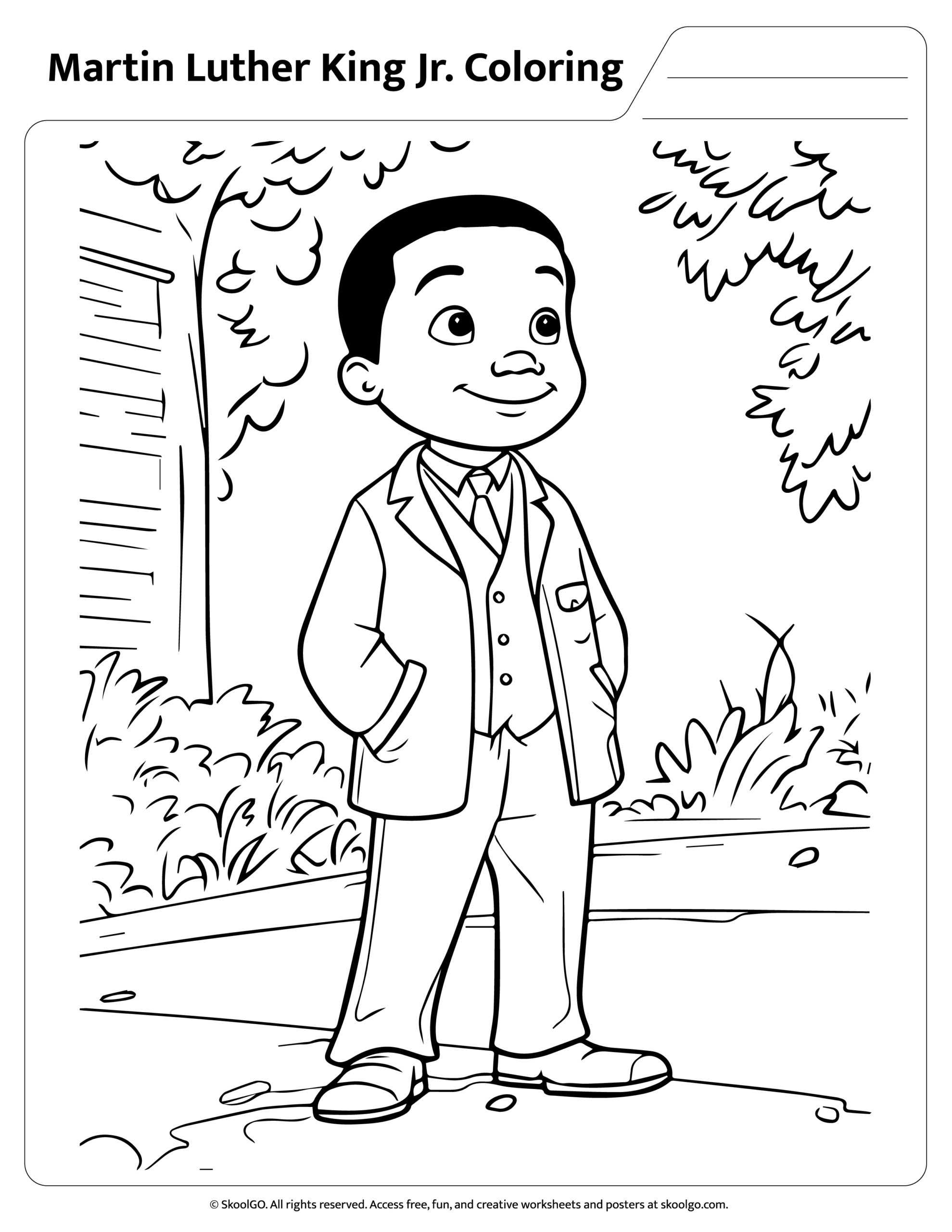 Free Martin Luther King Jr. Coloring Page For Kids inside Martin Luther King Free Printable Worksheets