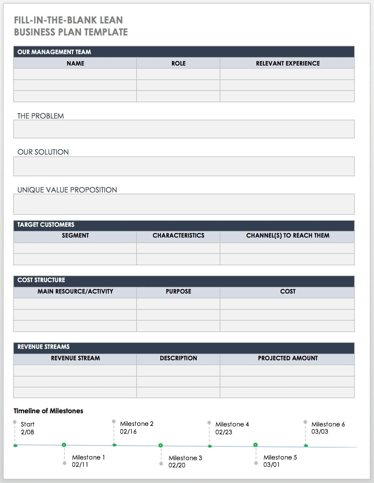 Free Pdf Business Plan Templates | Smartsheet for Pdf Printable Business Plan Template
