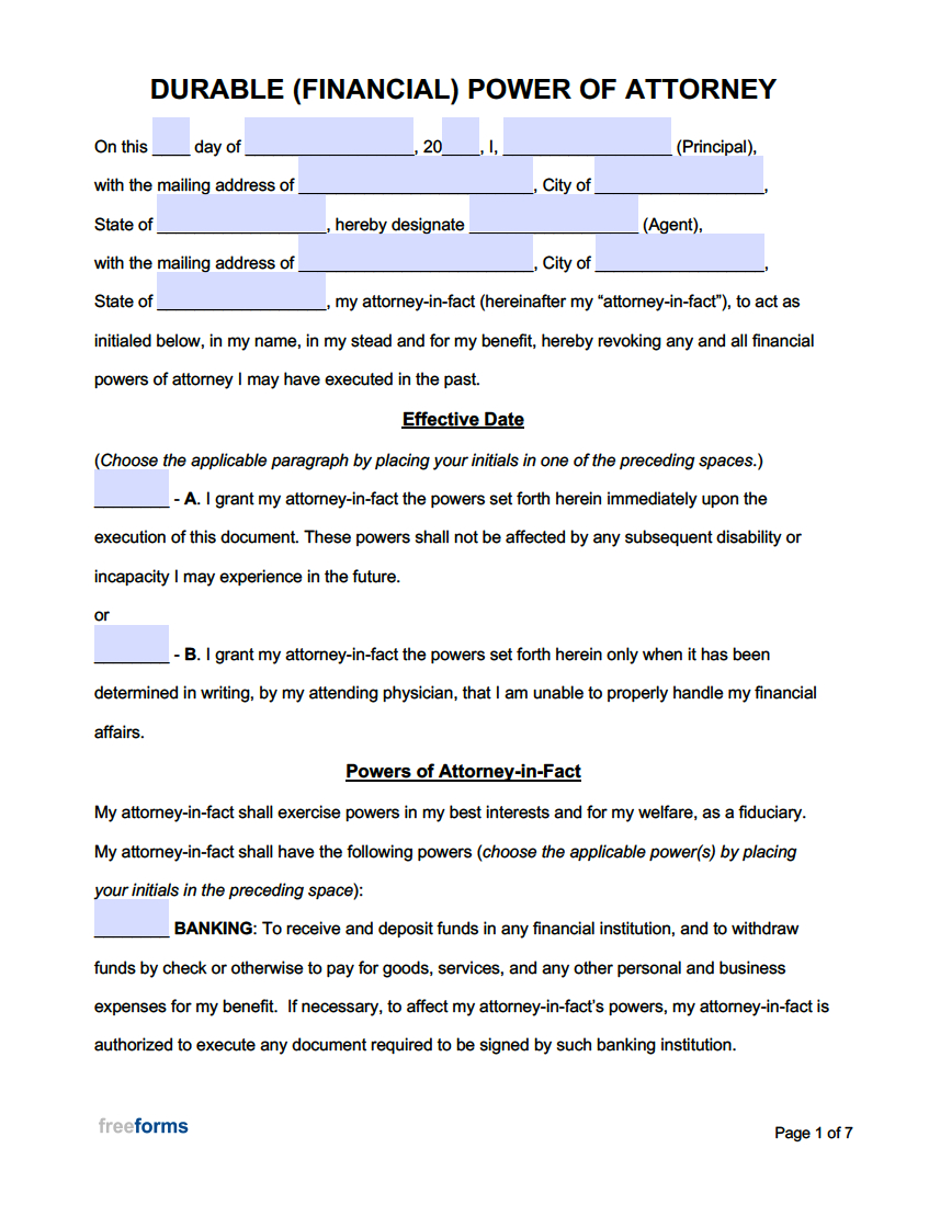 Free Power Of Attorney Forms | Pdf | Word pertaining to Free Printable Power Attorney Form